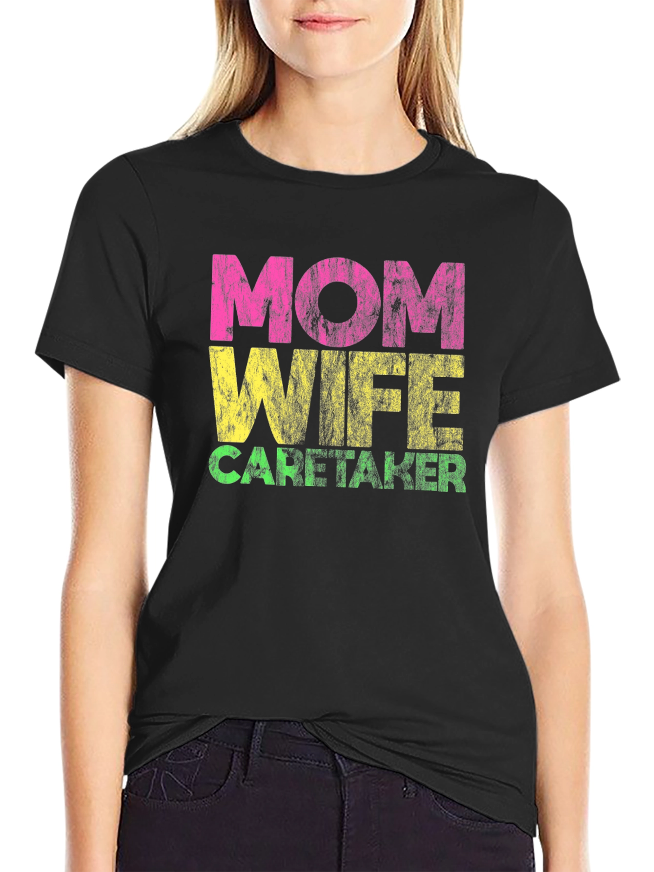 Black Mom Wife Caretaker Graphic Tee - Black view 2