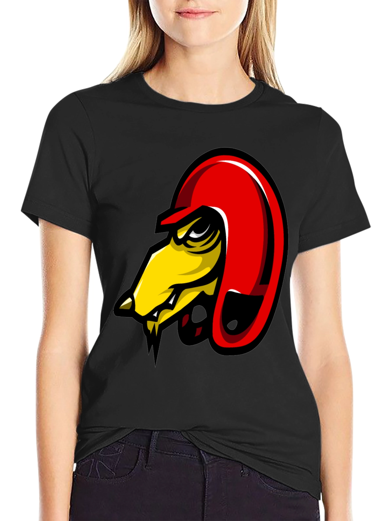 Black Men's Black Graphic Tee - Angry Bird Design view 2