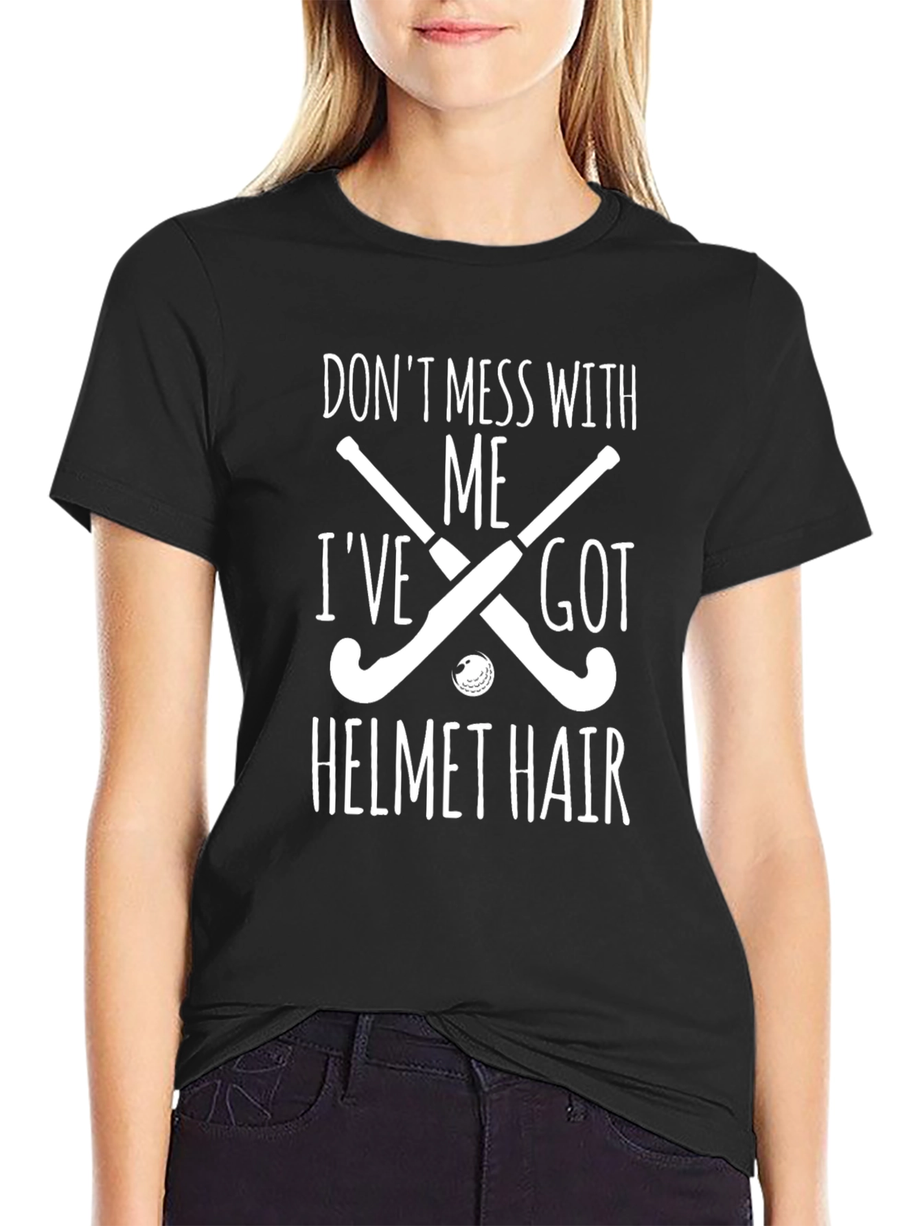 Black Don't Mess with Me Helmet Hair T-Shirt view 2