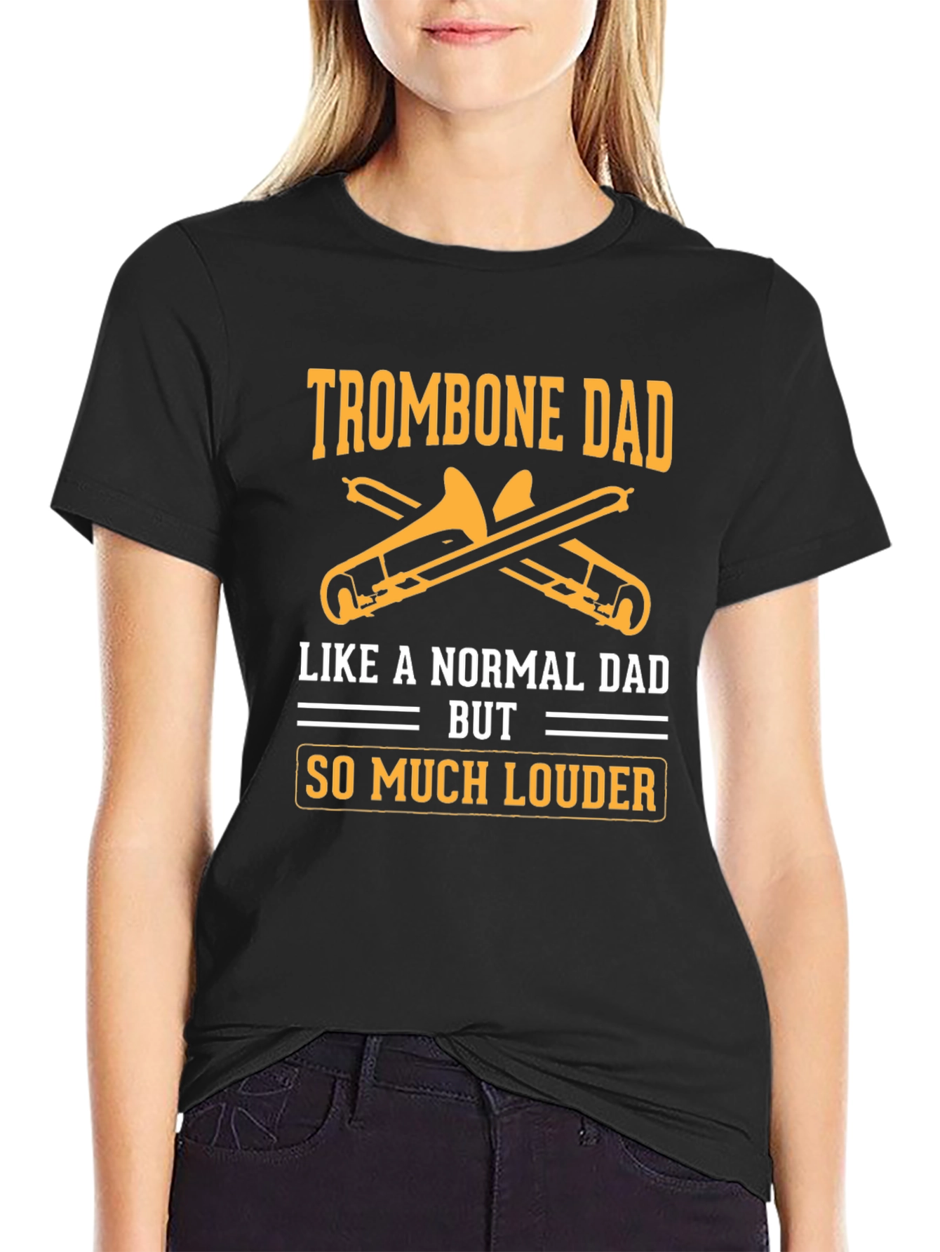 Black Trombone Dad T-Shirt - Louder Than Normal Dad! view 2