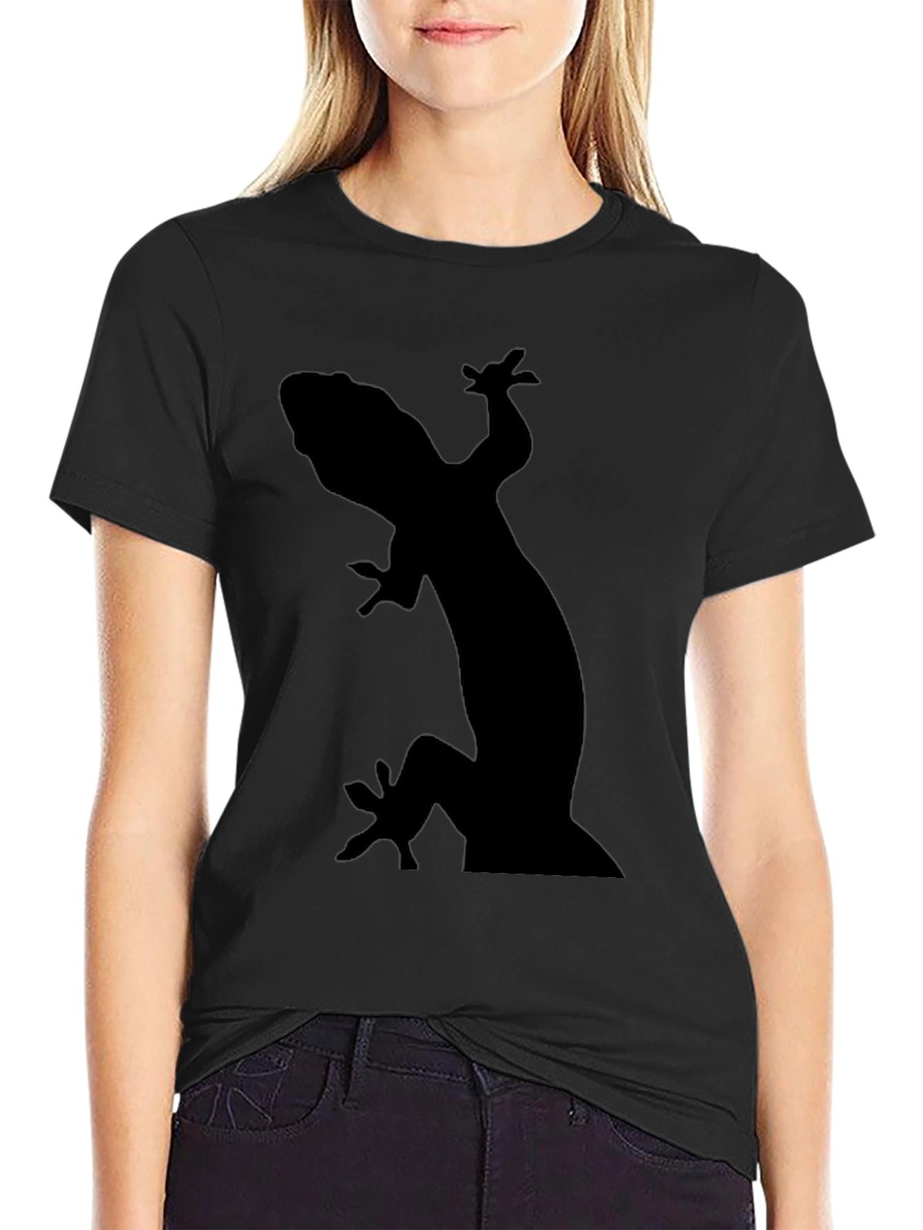 Black Cool Gecko Silhouette Graphic Tee - Black view 2