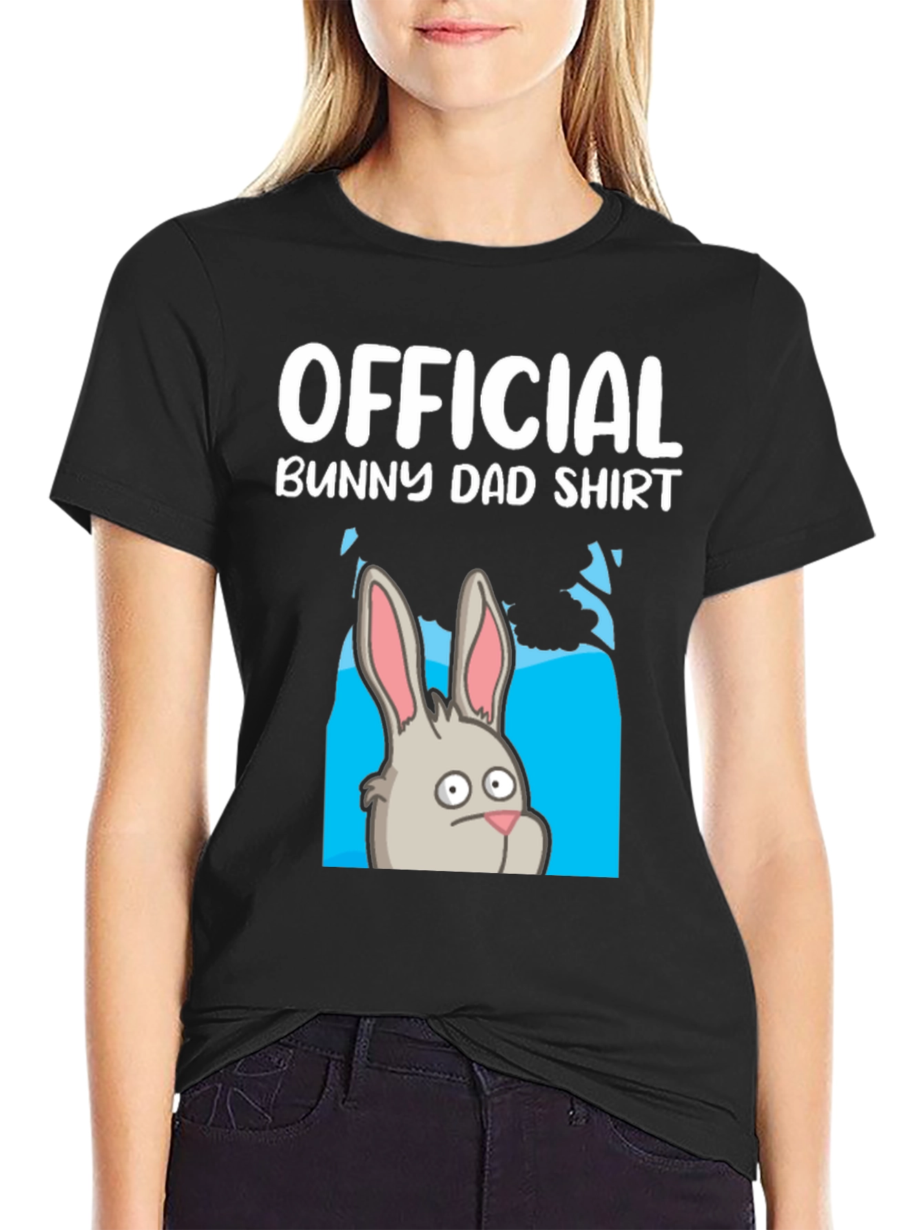 Black Official Bunny Dad Shirt - Funny Easter T-Shirt view 2