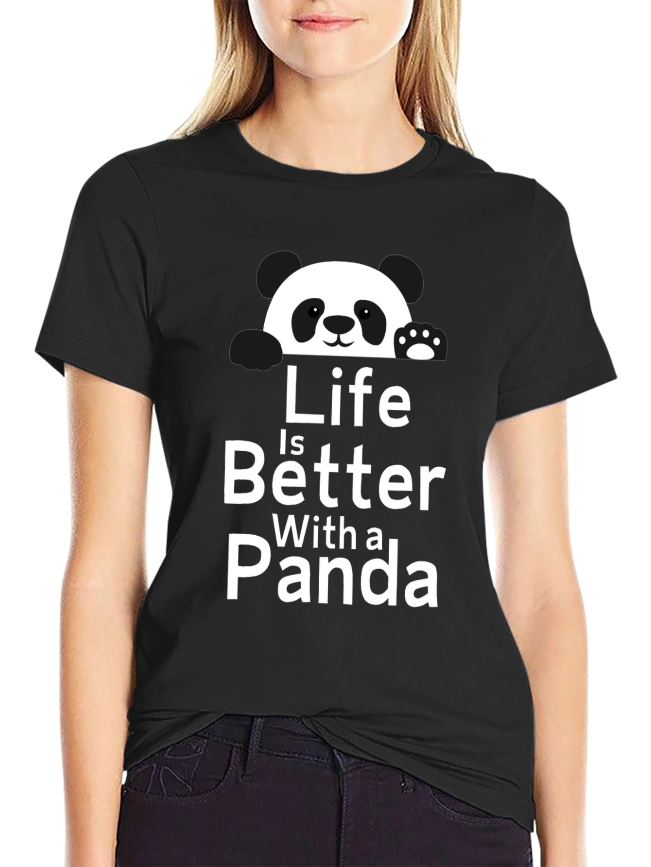 Black Life is Better with a Panda Graphic T-Shirt view 2