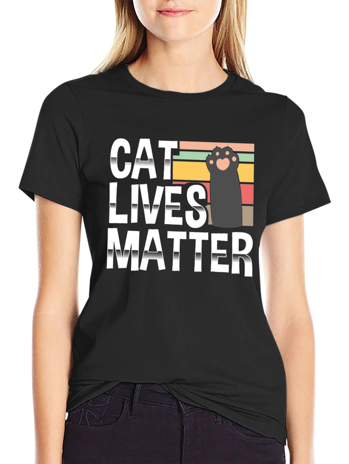 Black Cat Lives Matter T-Shirt, Novelty Tee view 2