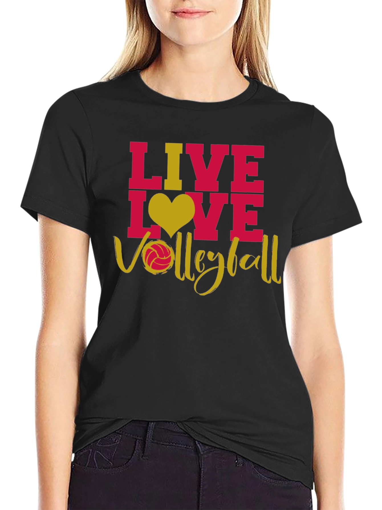Black Live Love Volleyball Graphic T-Shirt view 2