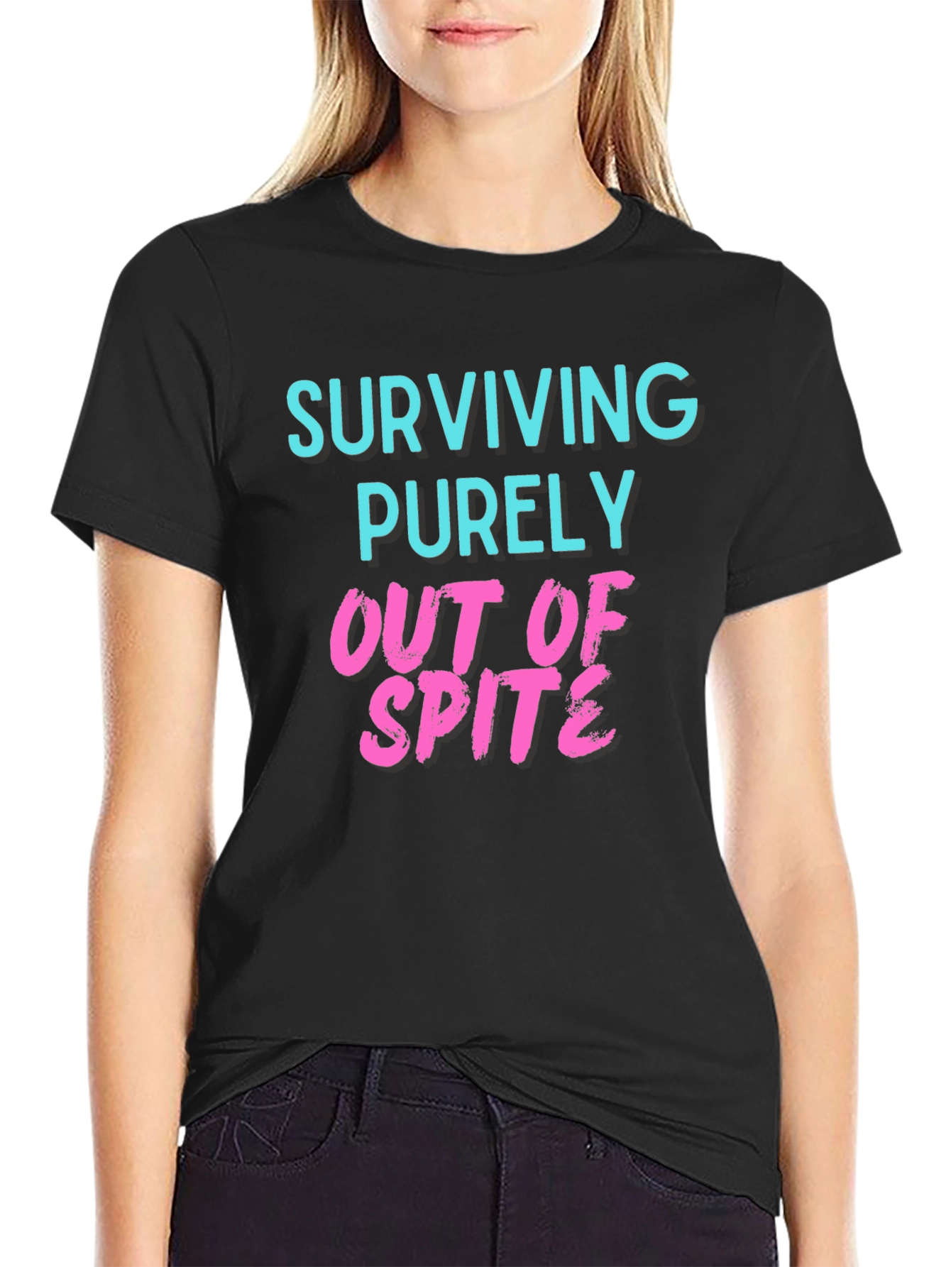 Black Surviving Out of Spite Graphic Tee - Black view 2