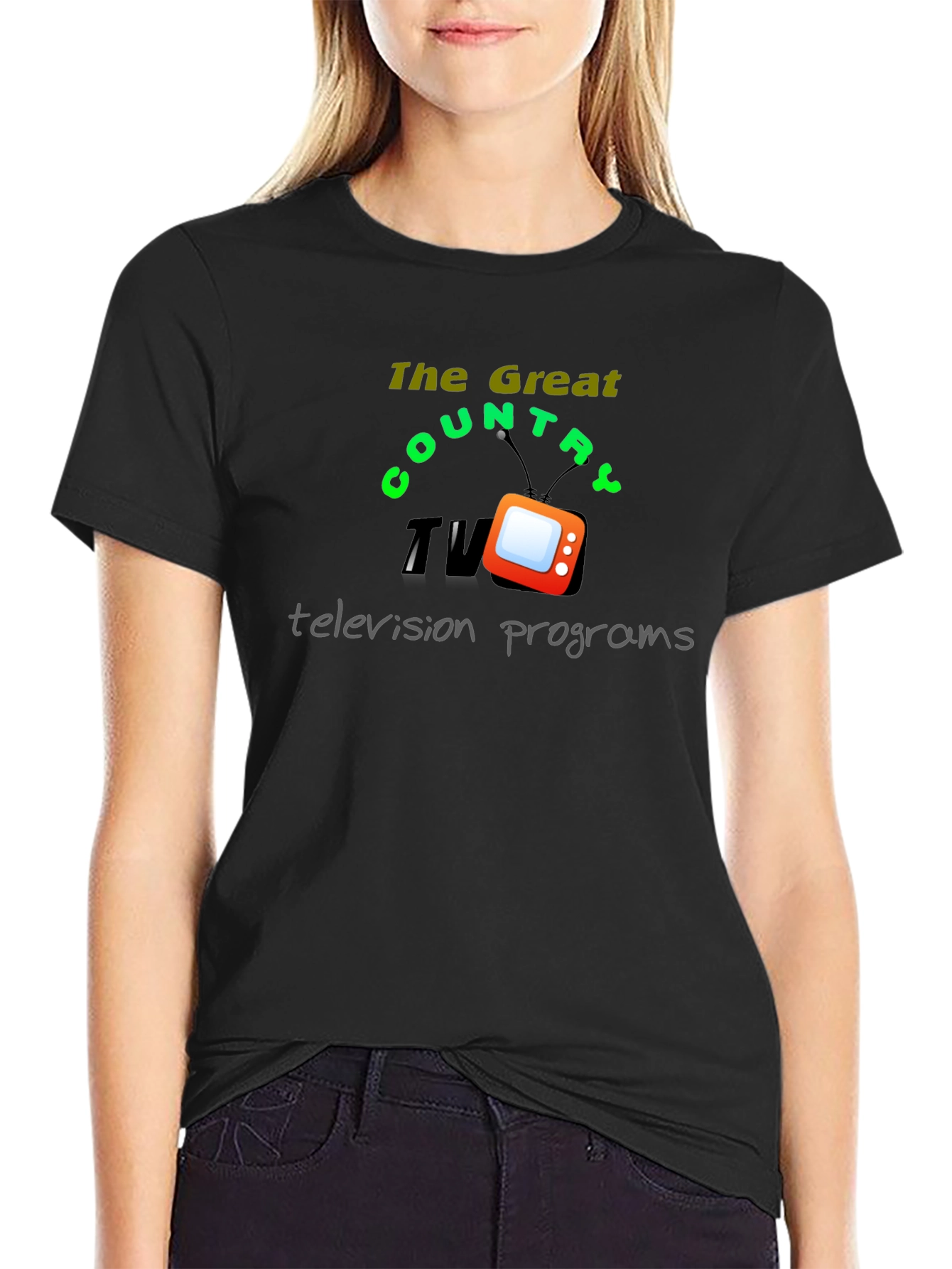 Black Great Country TV Programs Black T-Shirt view 2