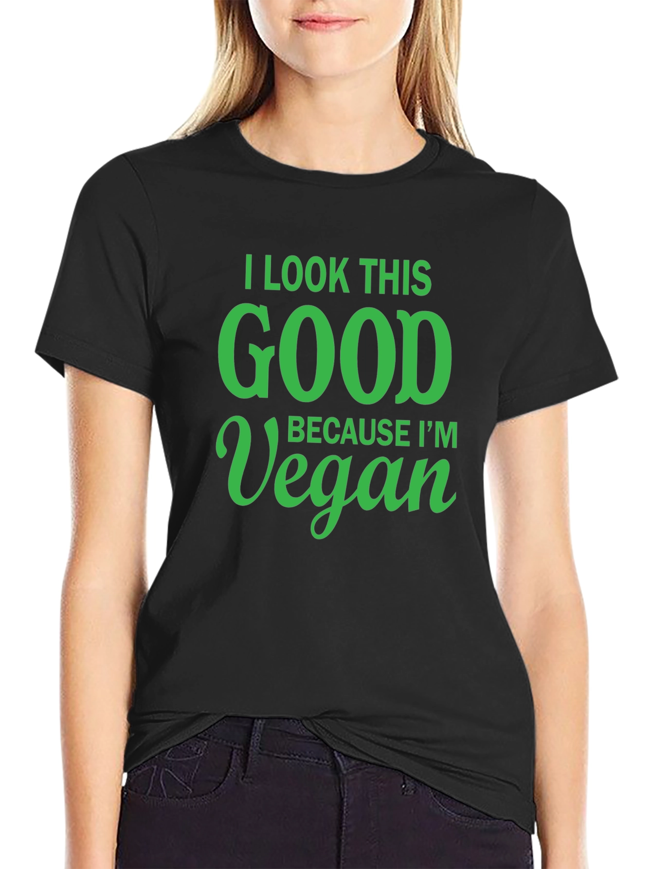 Black Vegan Lifestyle T-Shirt - I Look This Good view 2