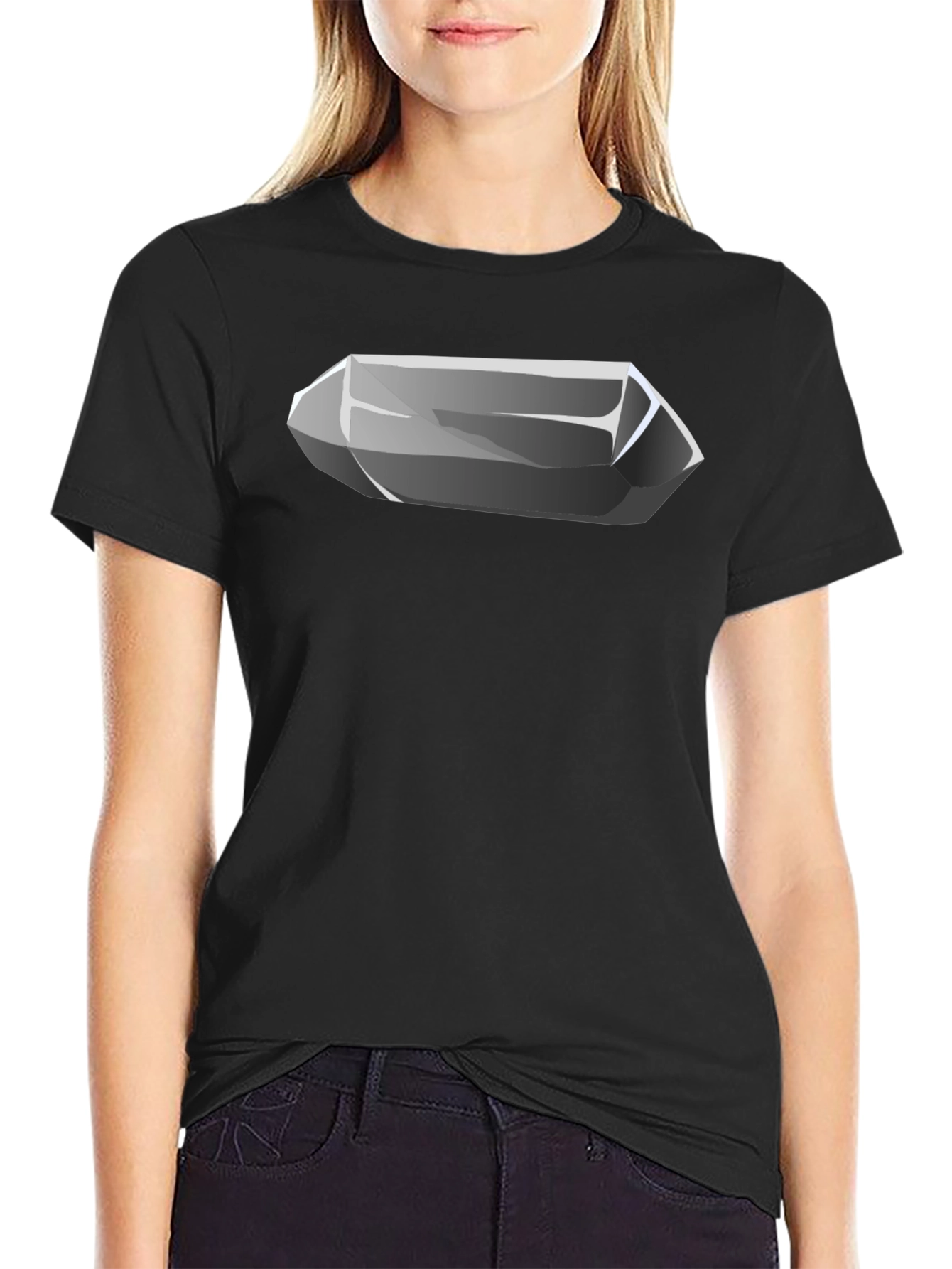 Black Quartz Crystal Graphic Tee - Cool Mineral Design view 2