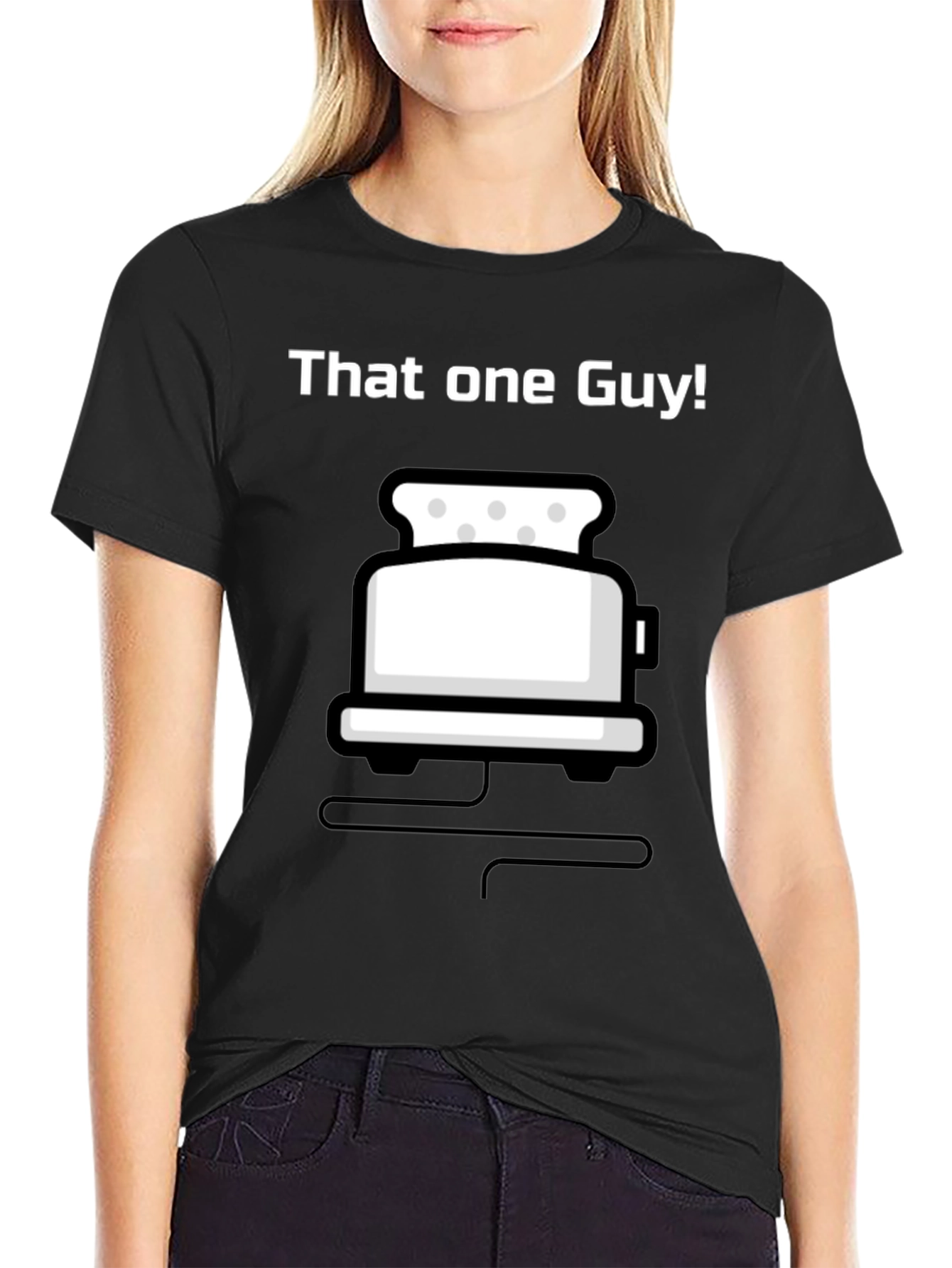 Black That One Guy Toaster Graphic Black T-Shirt view 2