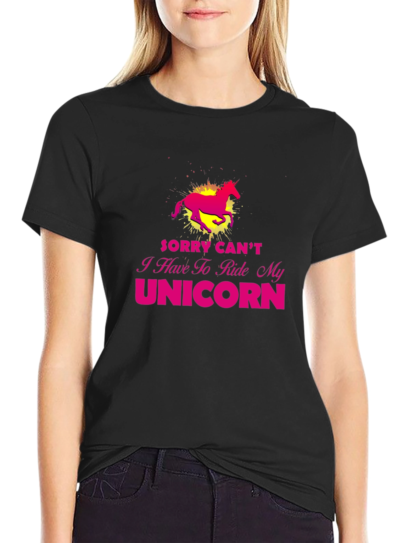 Black Unicorn Ride T-Shirt - Sorry Can't view 2