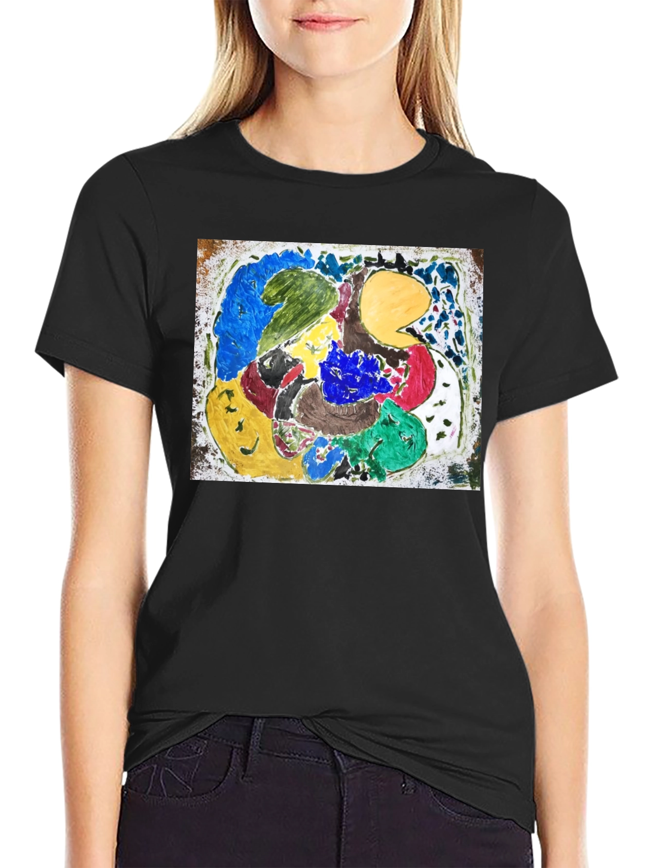 Black Abstract Art Graphic Tee - Unique Design view 2