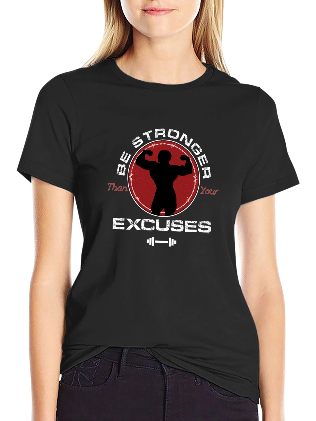 Black Be Stronger Than Your Excuses Graphic Tee view 2