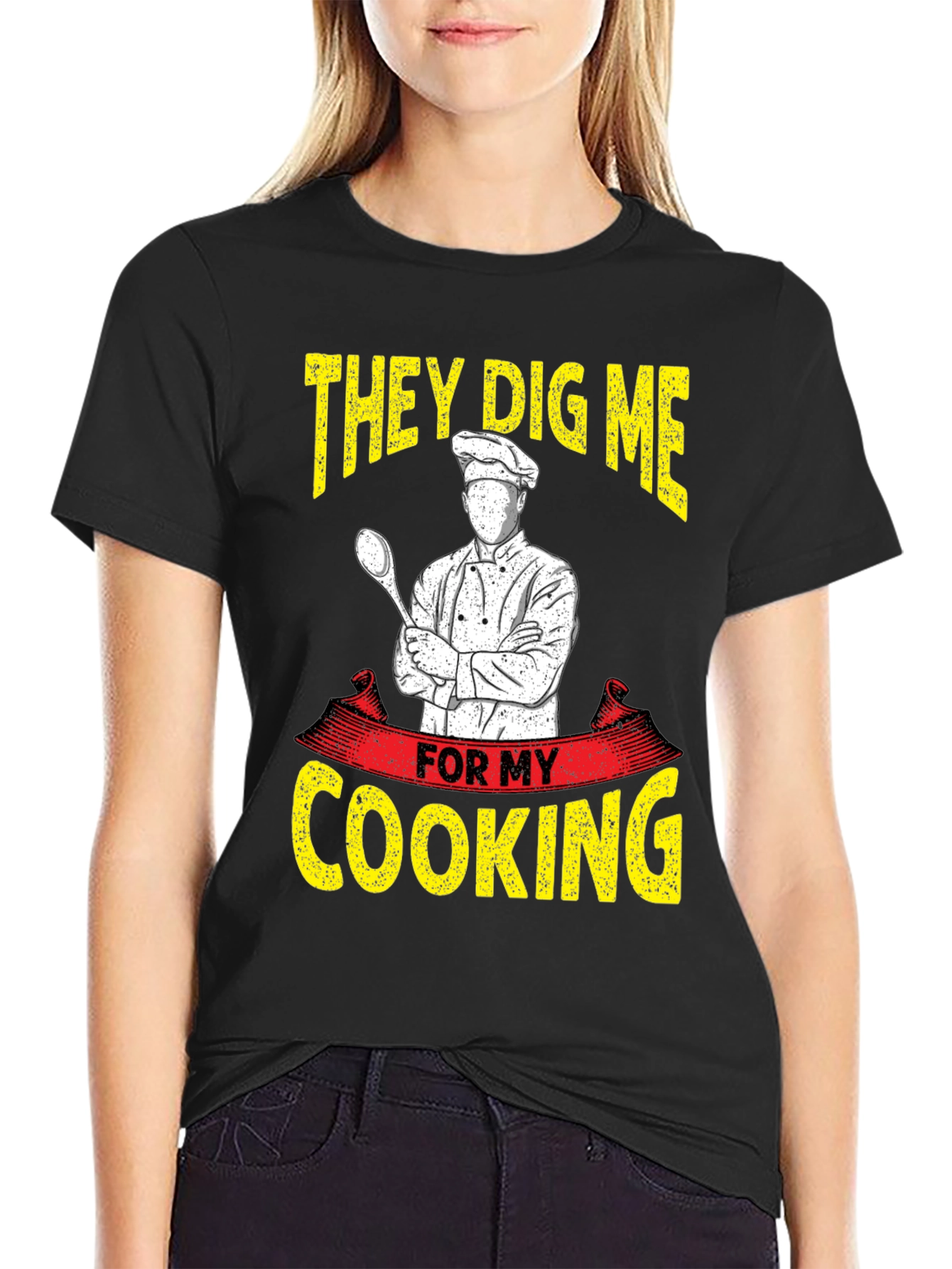 Black Chef Cooking T-Shirt - They Dig Me For My Cooking view 2