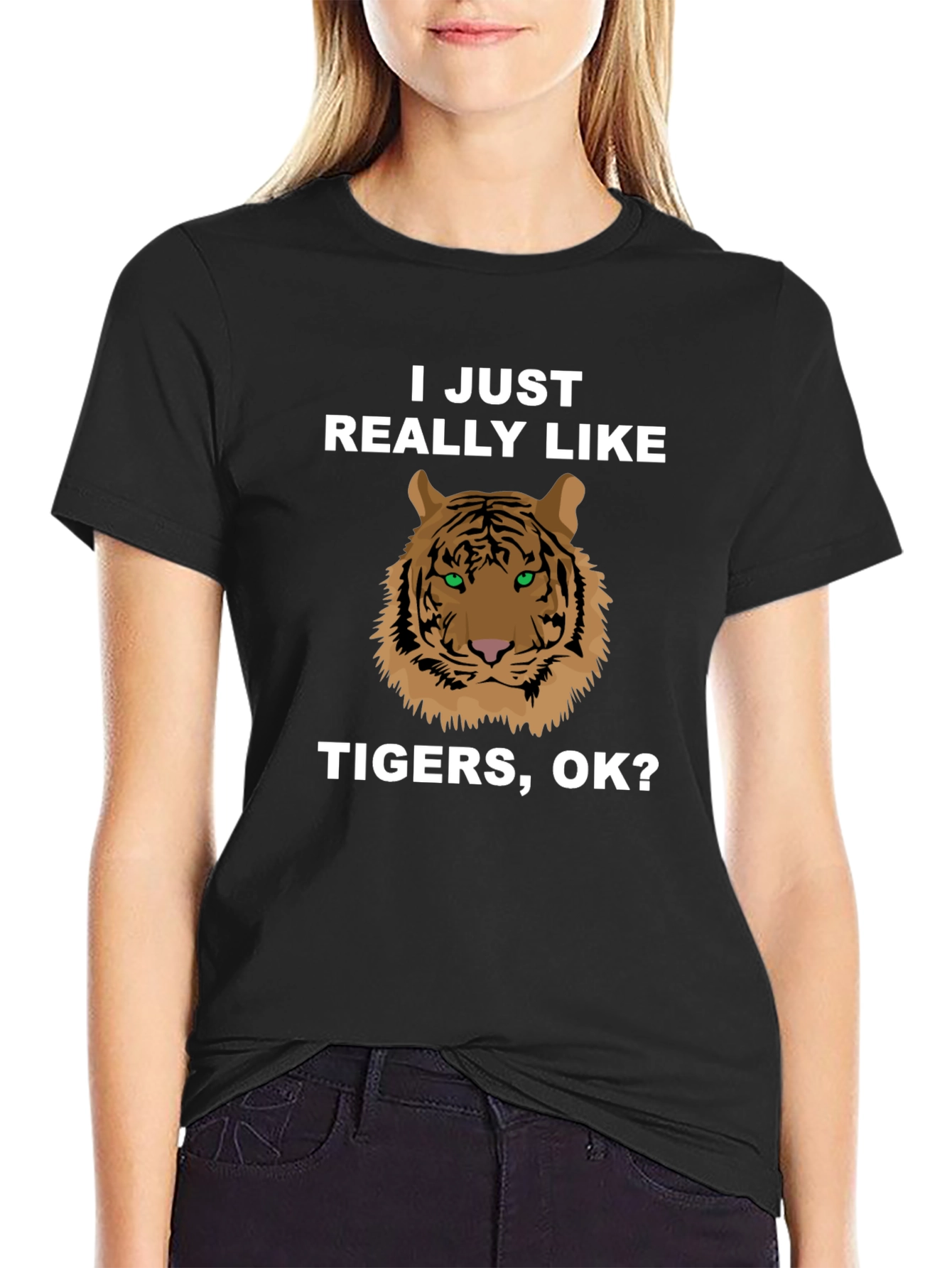 Black Tiger Graphic T-Shirt - I Just Really Like Tigers, OK? view 2