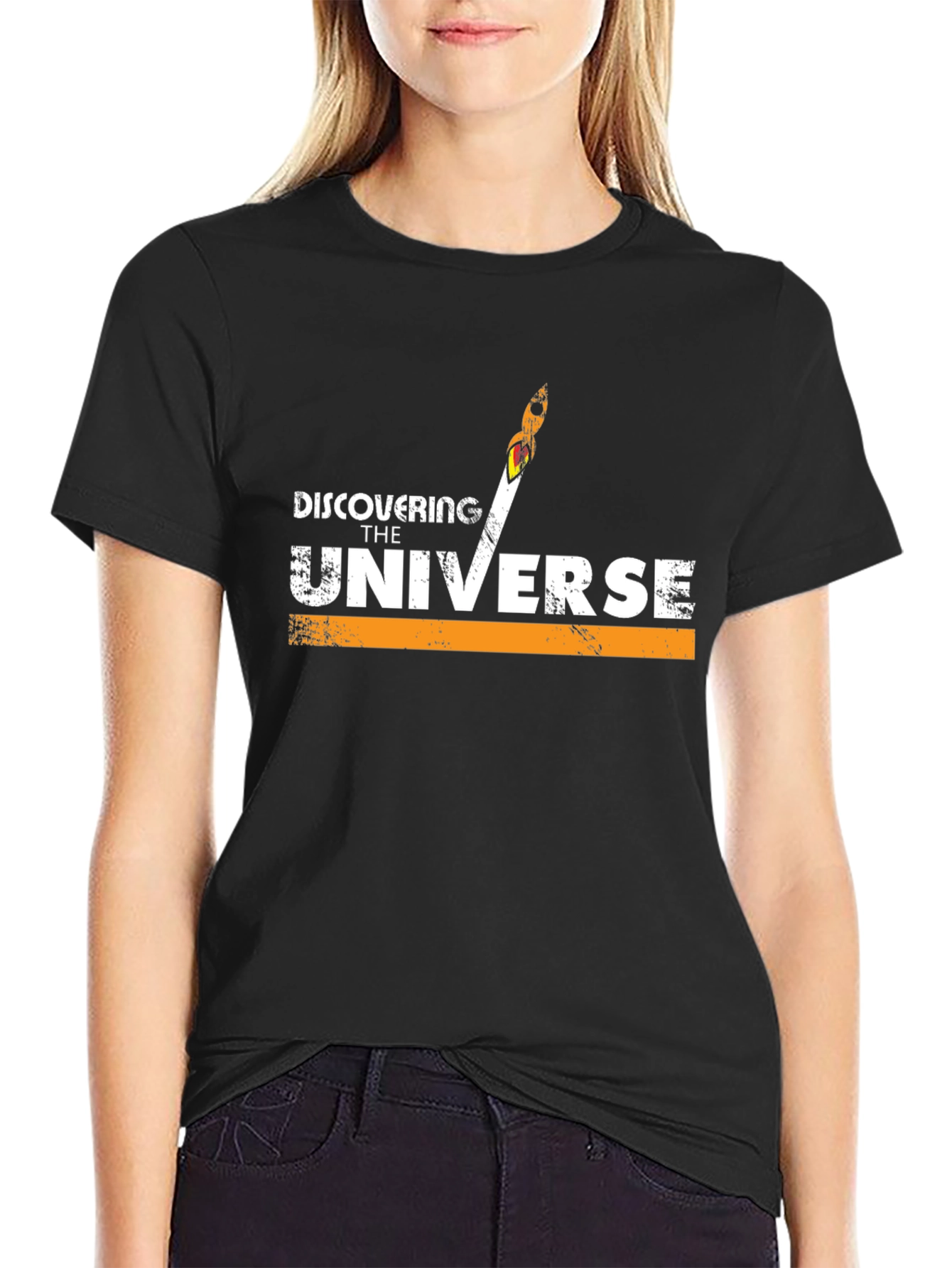 Black Discovering The Universe Black T-Shirt view 2