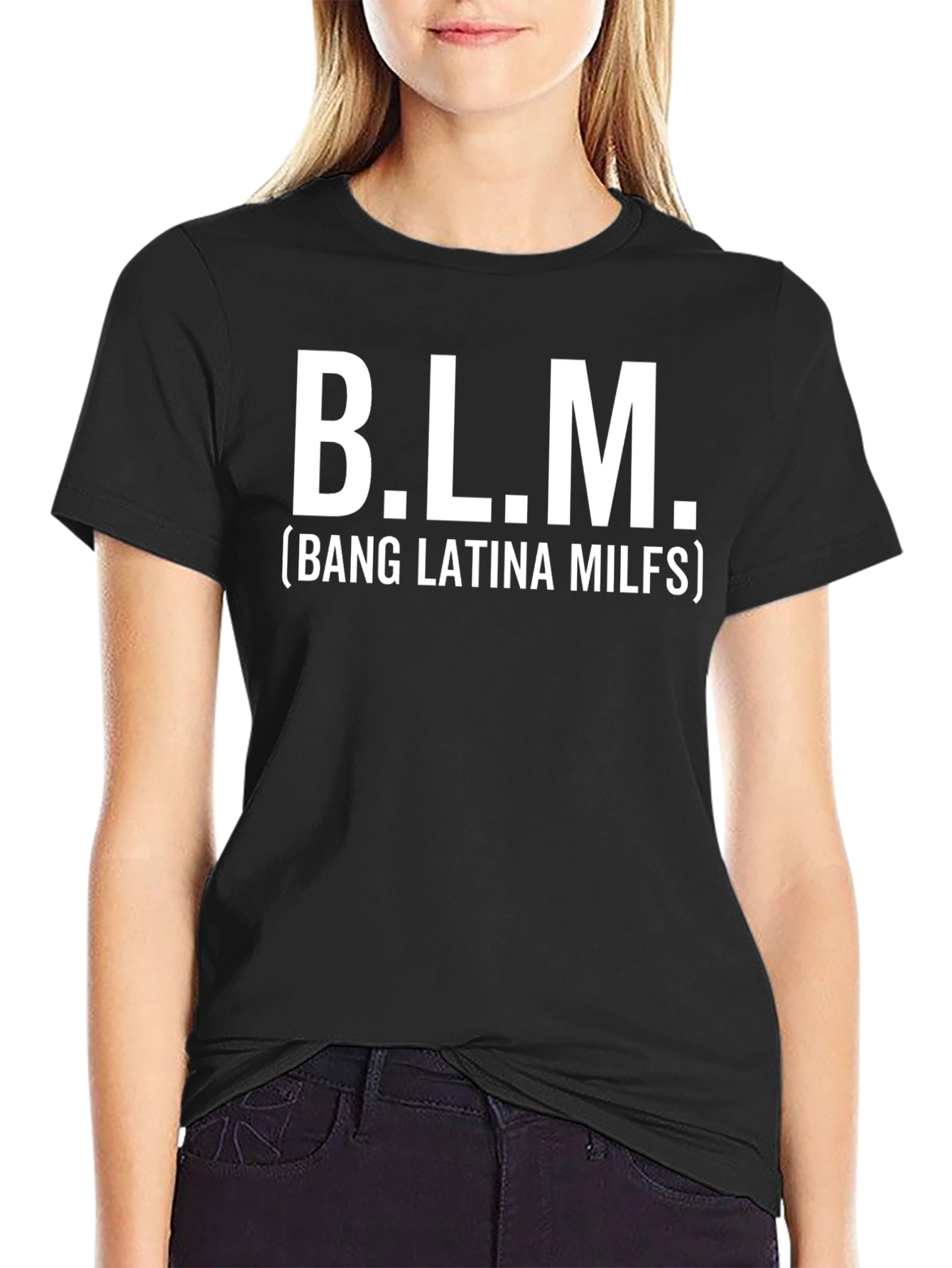 Black B.L.M. Funny T-Shirt - Novelty Graphic Tee view 2