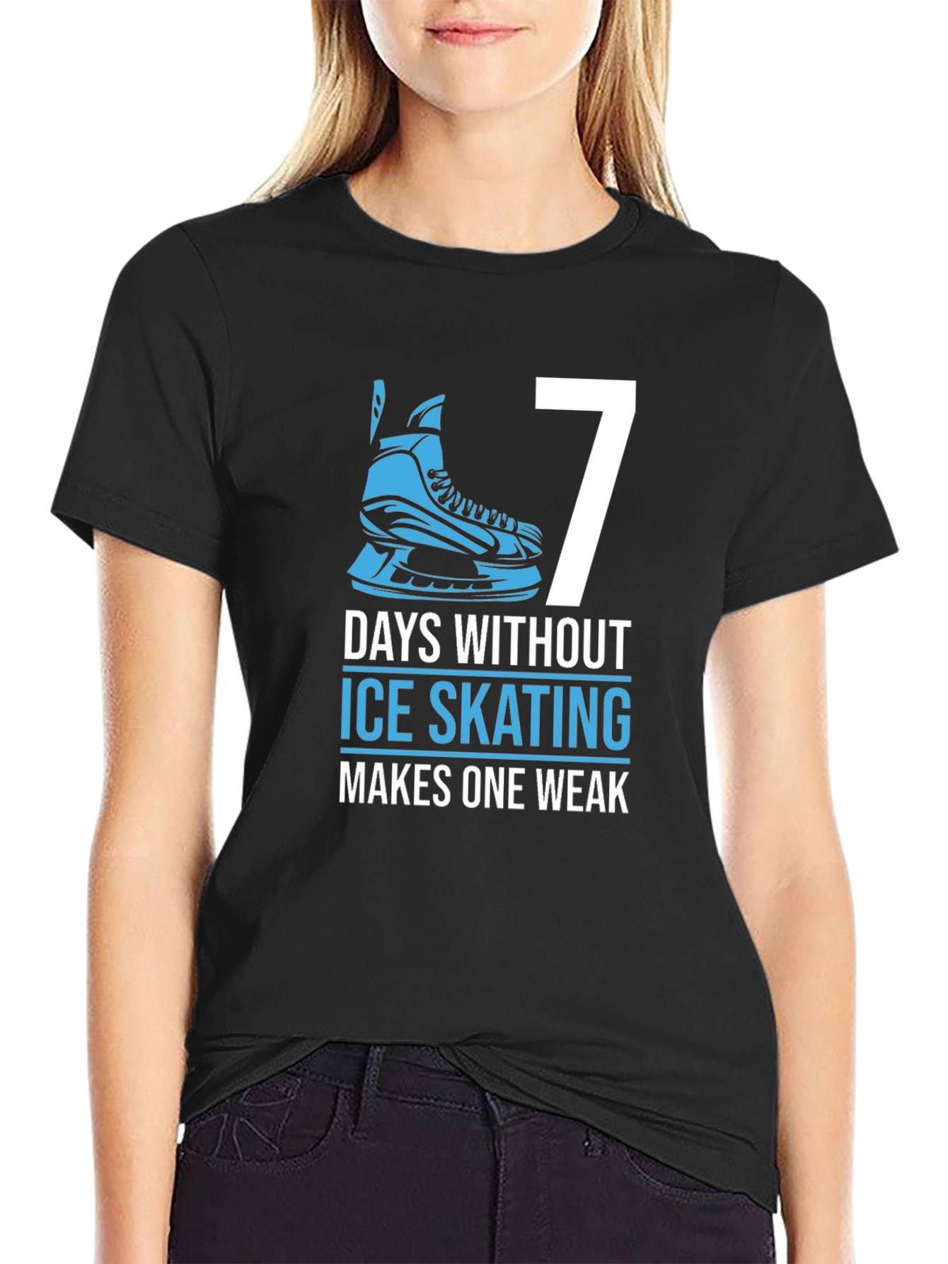 Black 7 Days Without Ice Skating T-Shirt view 2