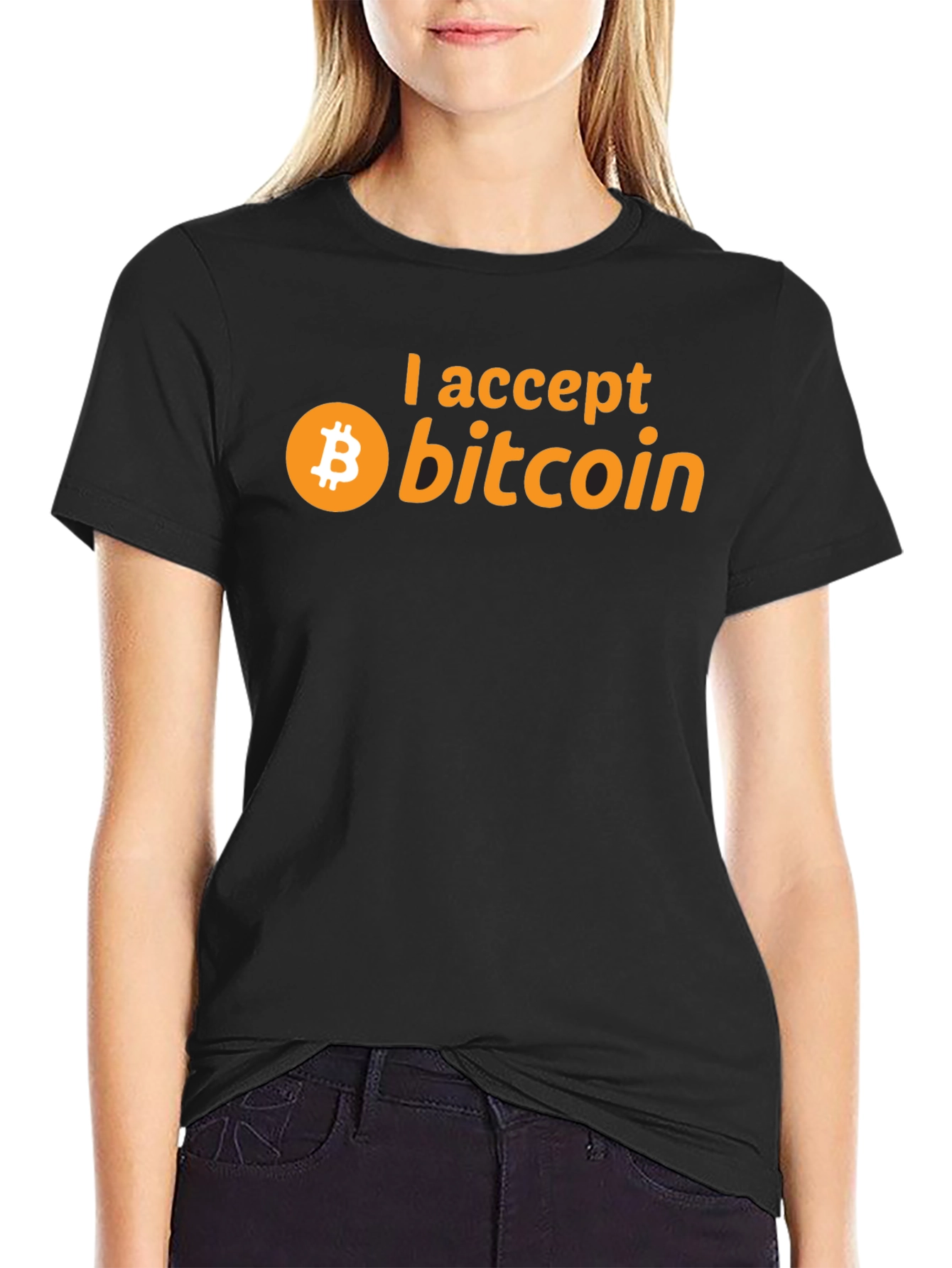 Black I Accept Bitcoin Crypto T-Shirt view 2