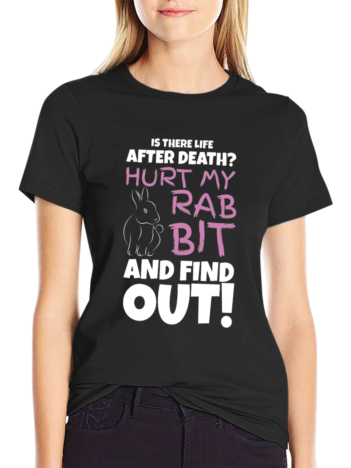 Black Hurt My Rabbit Funny Graphic T-Shirt view 2
