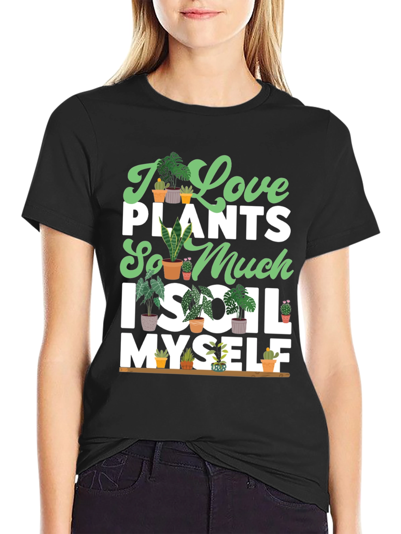 Black I Love Plants T-Shirt view 2