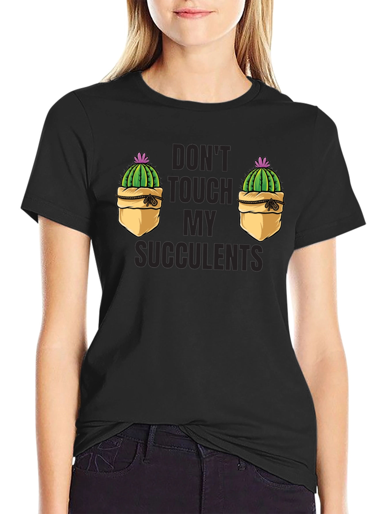 Black Don't Touch My Succulents Graphic T-Shirt view 2