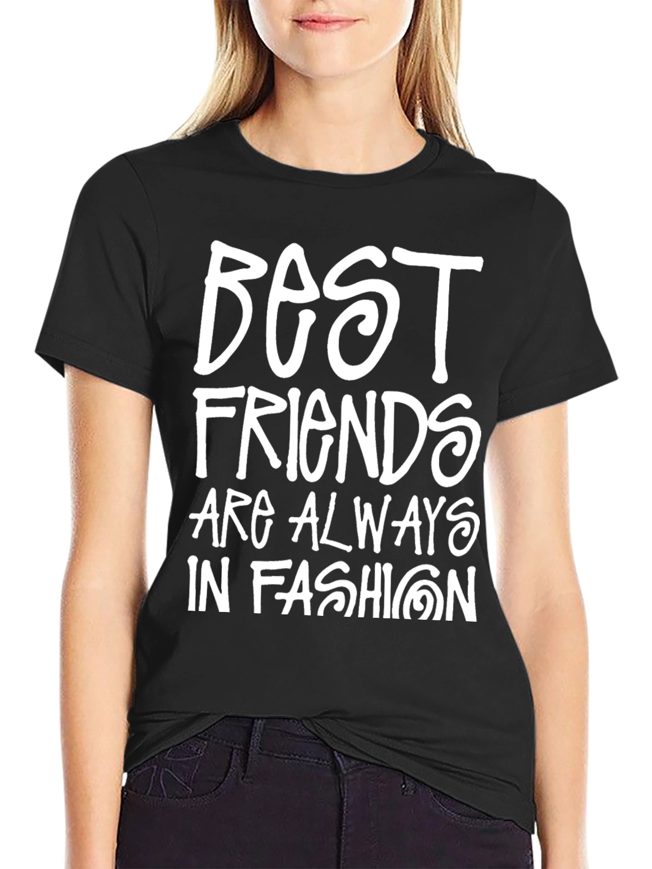 Black Best Friends in Fashion Black Graphic T-Shirt view 2