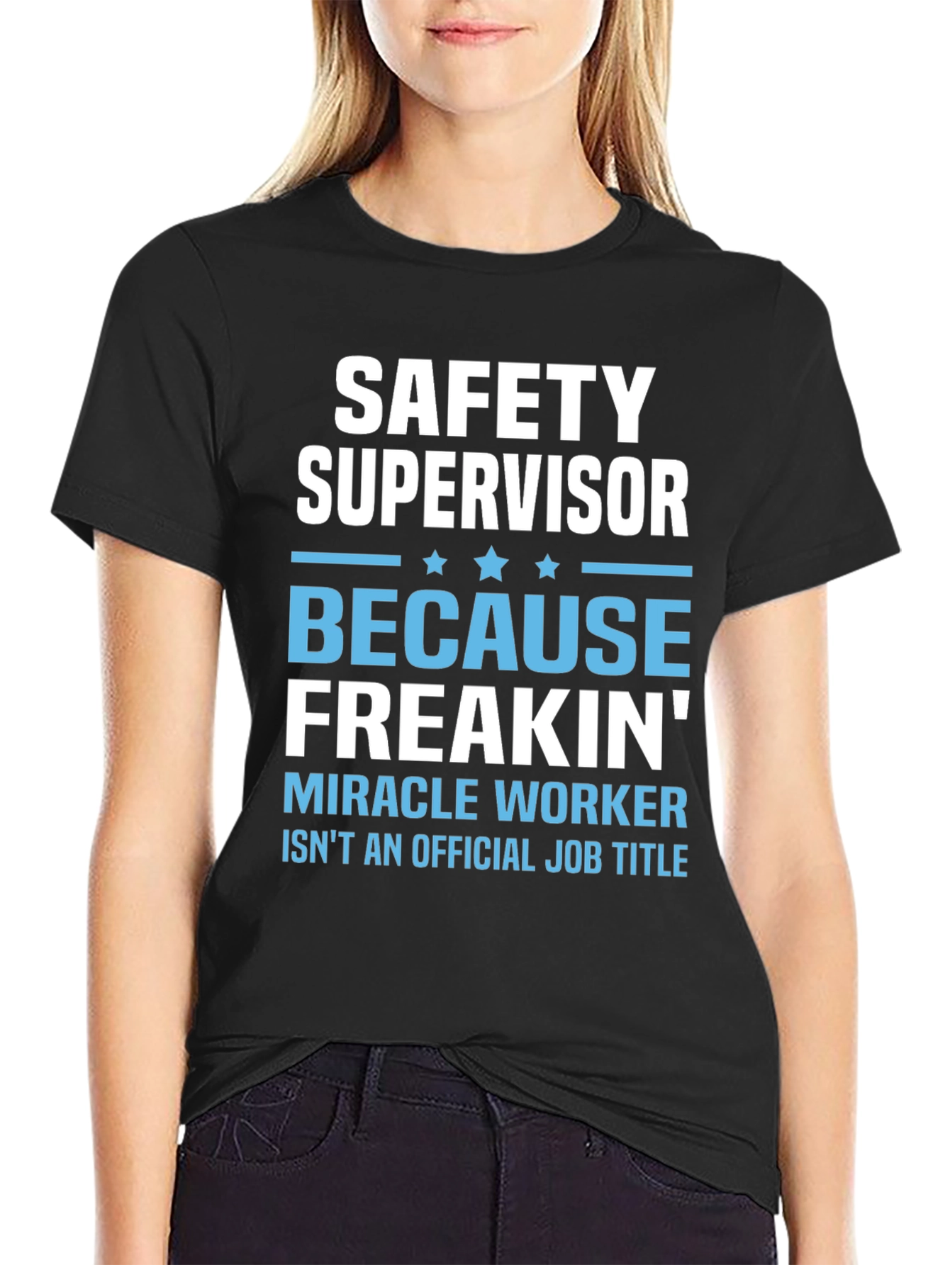 Black Safety Supervisor Funny Graphic T-Shirt view 2