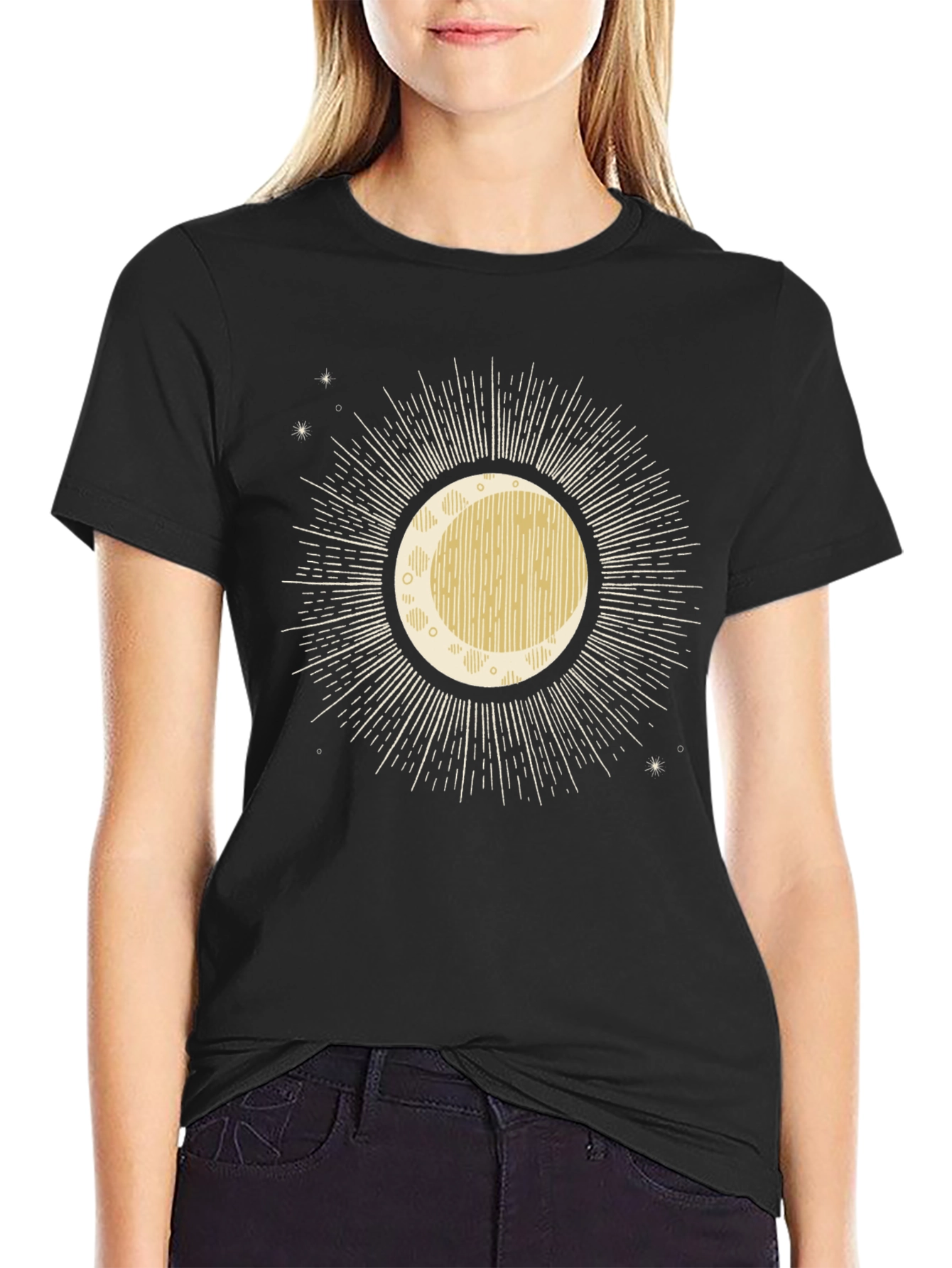 Black Celestial Moon Graphic Tee - Black view 2