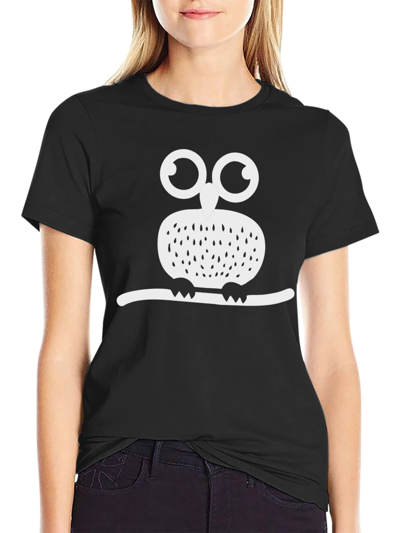 Black Owl Graphic Tee - Unisex Black T-Shirt view 2