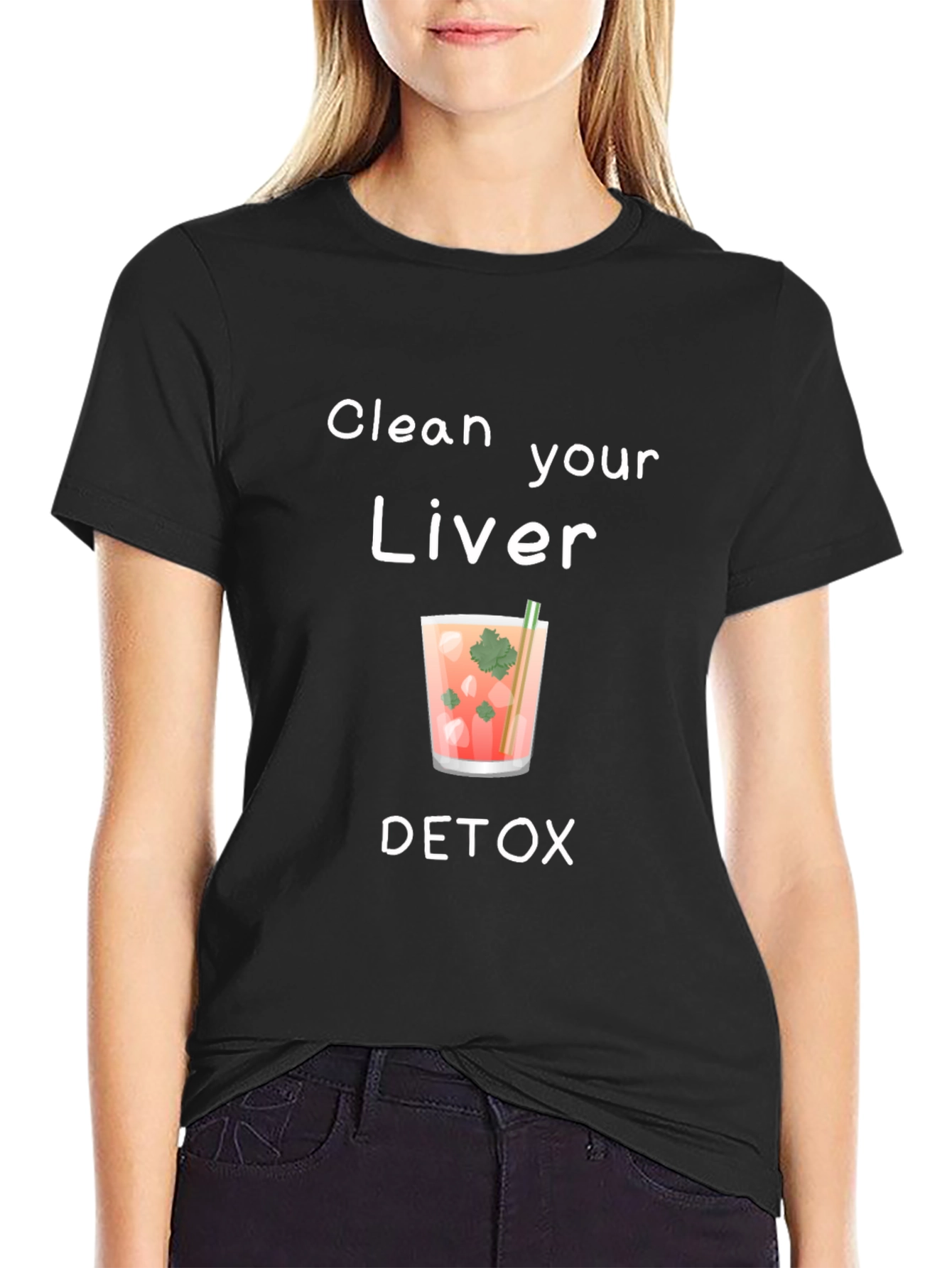 Black Clean Your Liver Detox T-Shirt - Healthy Living Tee view 2