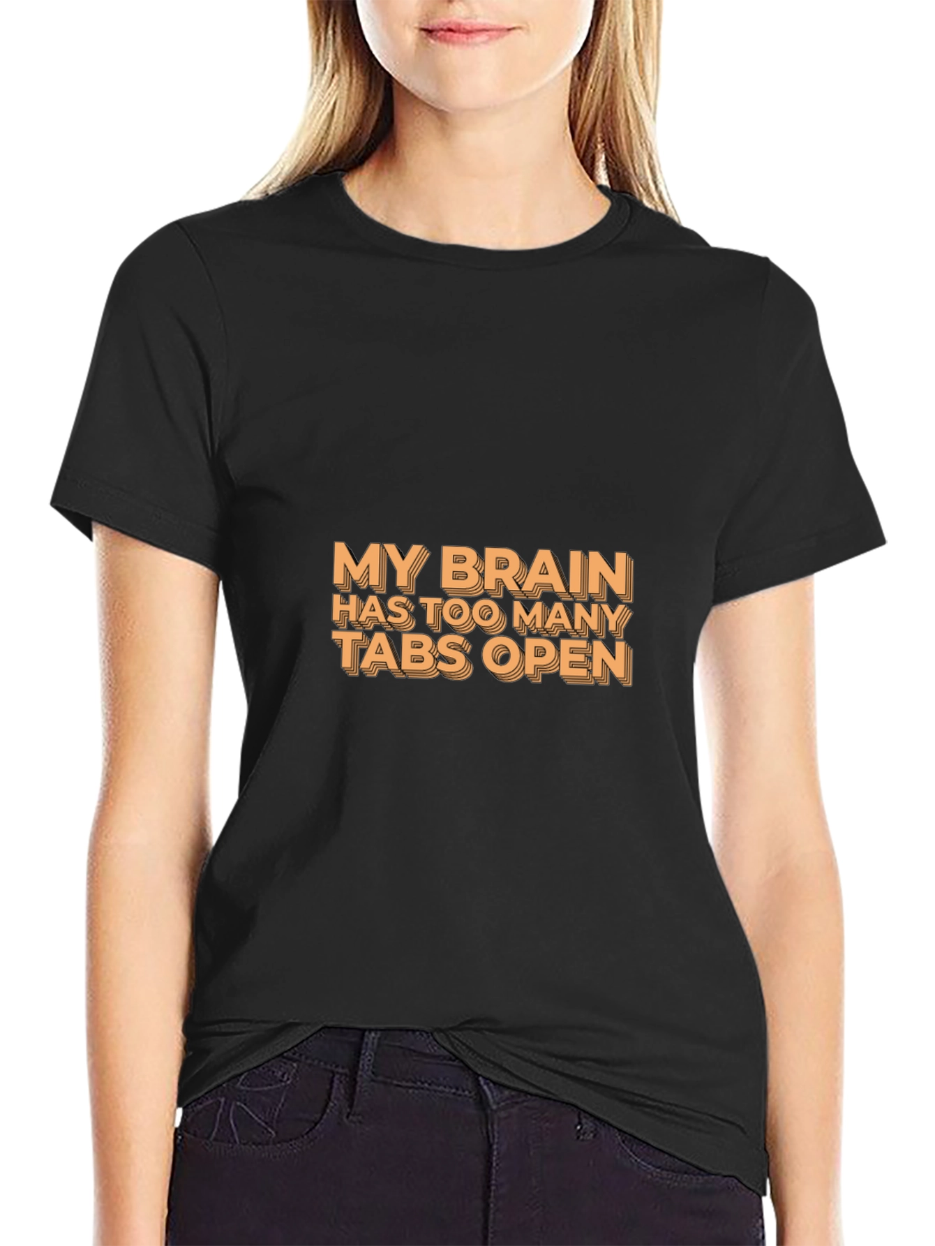 Funny Brain Tabs Black T-Shirt - 2