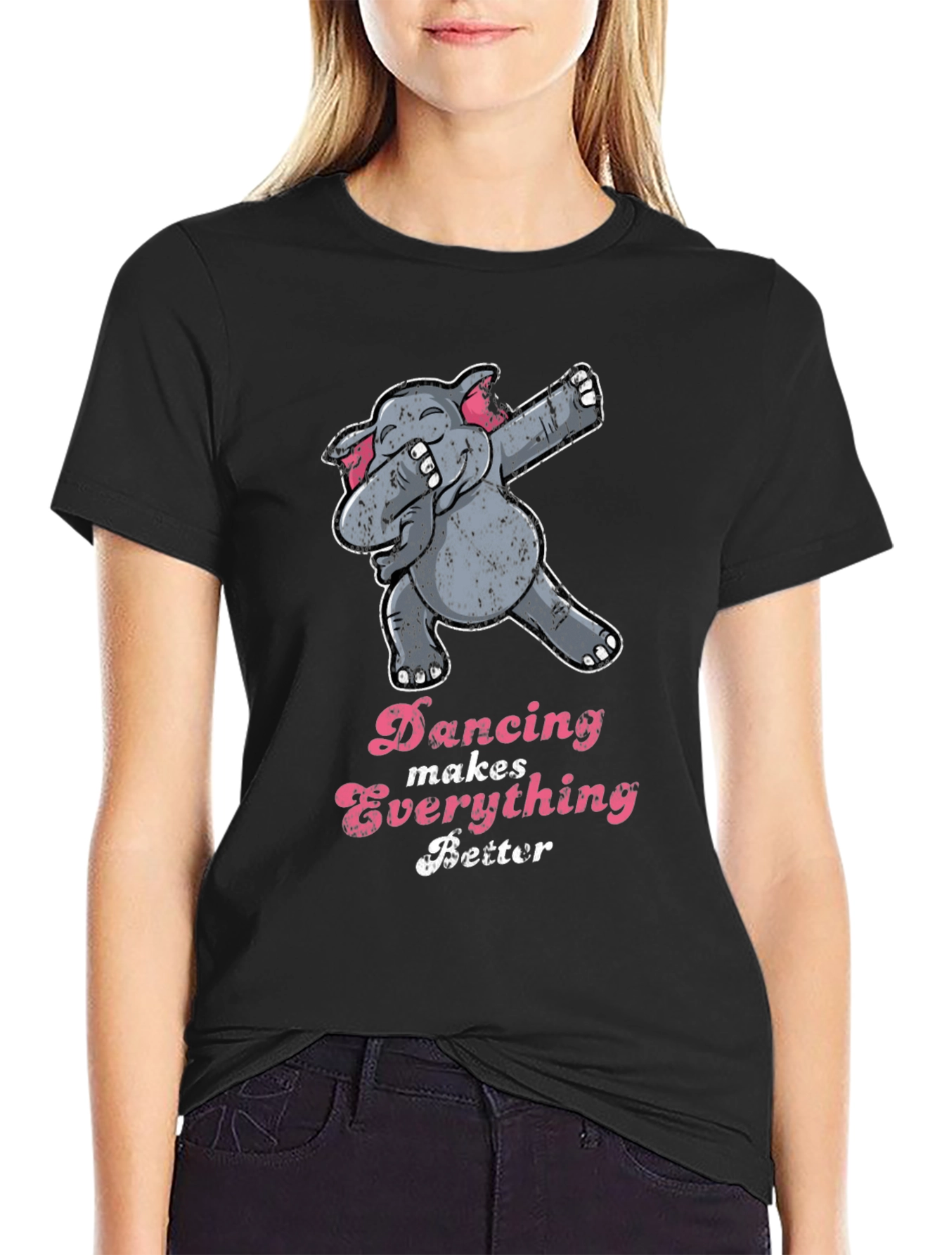 Black Dancing Elephant Graphic Tee - Makes Everything Better! view 2