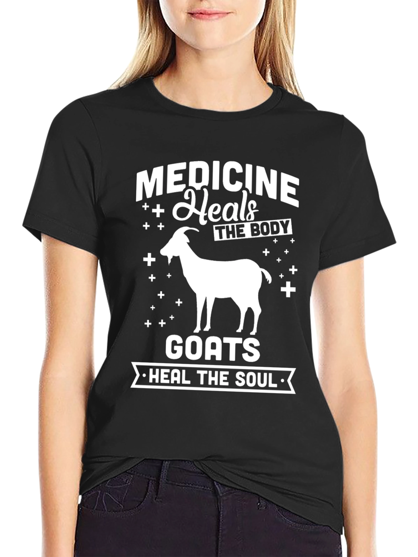 Black Medicine Heals, Goats Heal T-Shirt view 2