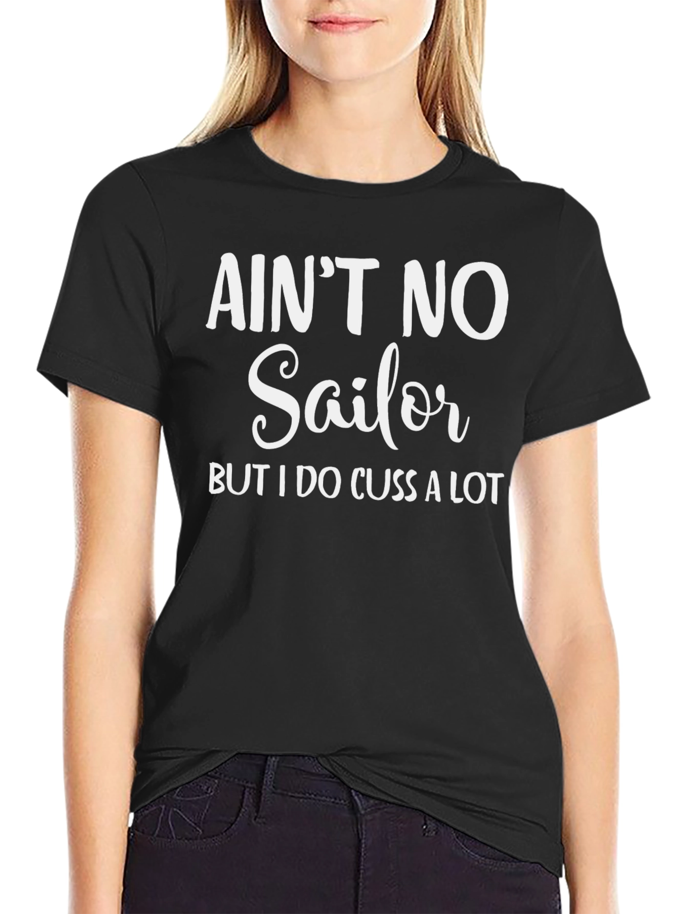 Black Ain't No Sailor T-Shirt Funny Sarcastic Tee view 2