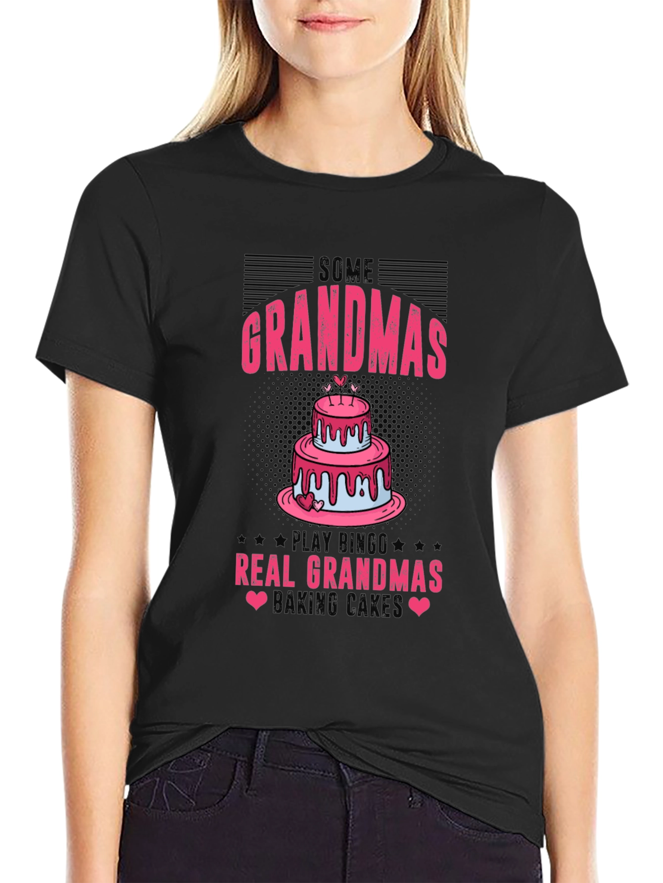 Black Funny Grandma Baking Cake Graphic Tee view 2