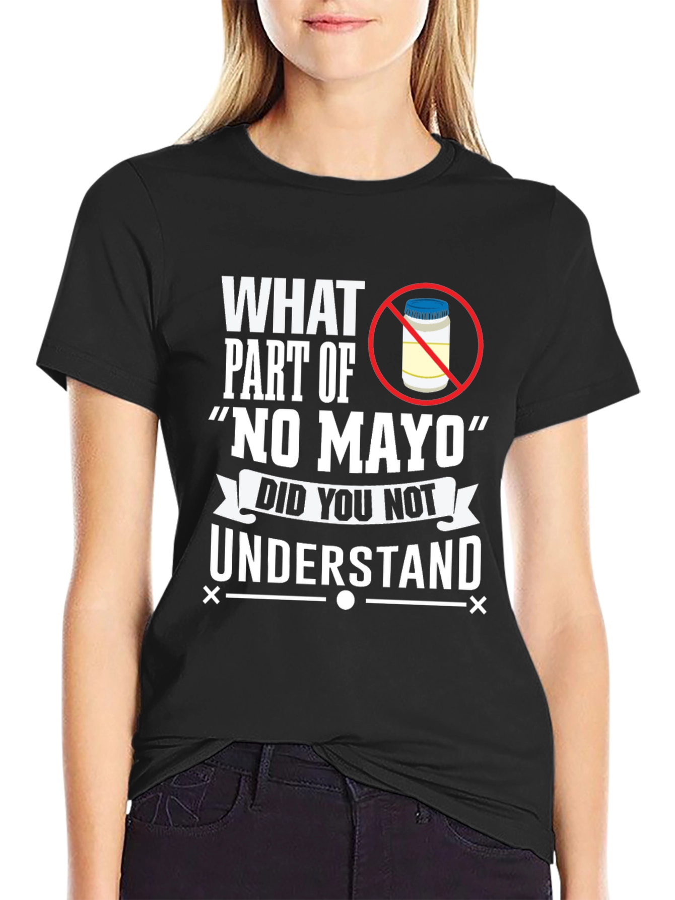 Black No Mayo T-Shirt: Funny Foodie Tee view 2