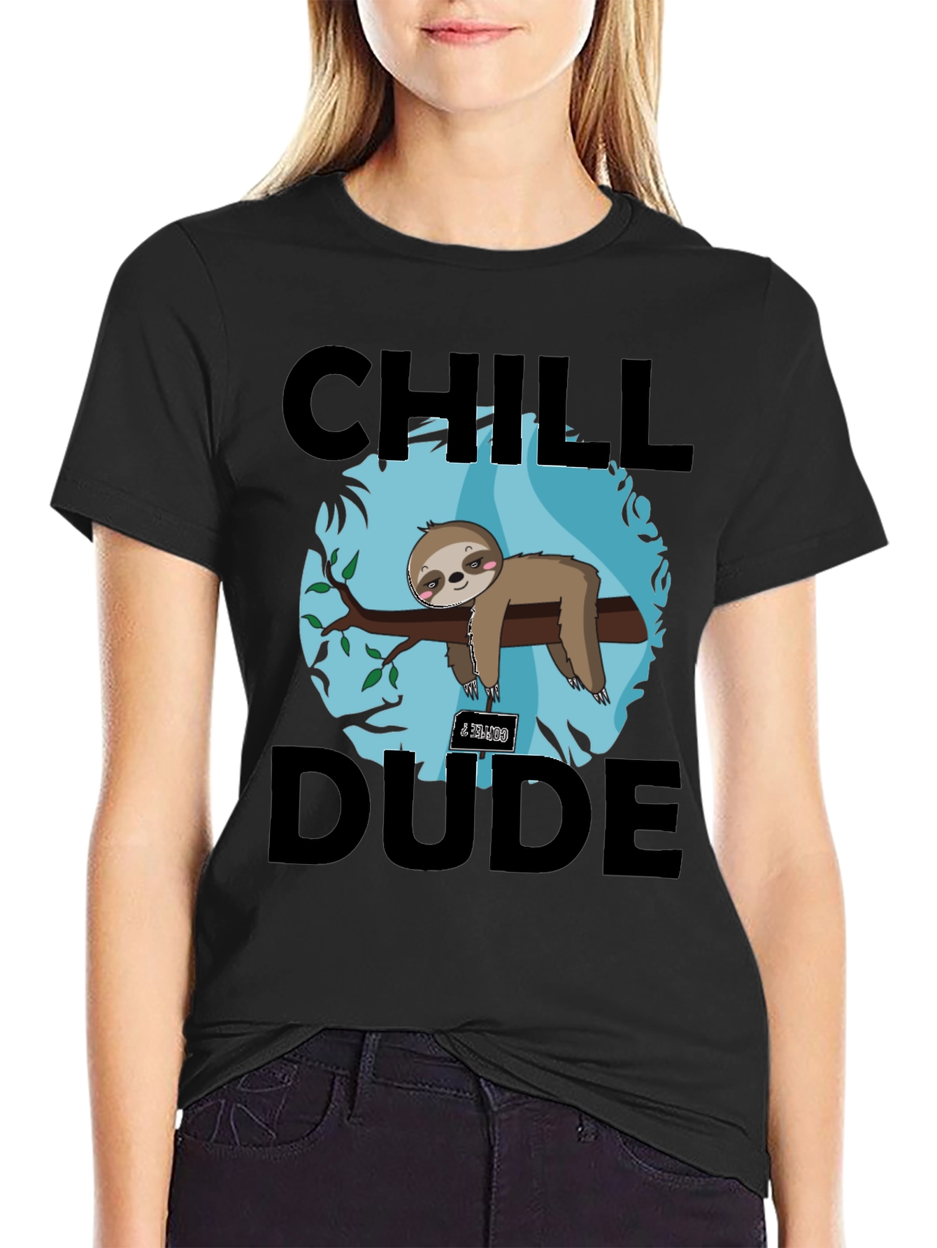 Black Chill Dude Sloth Graphic Tee view 2