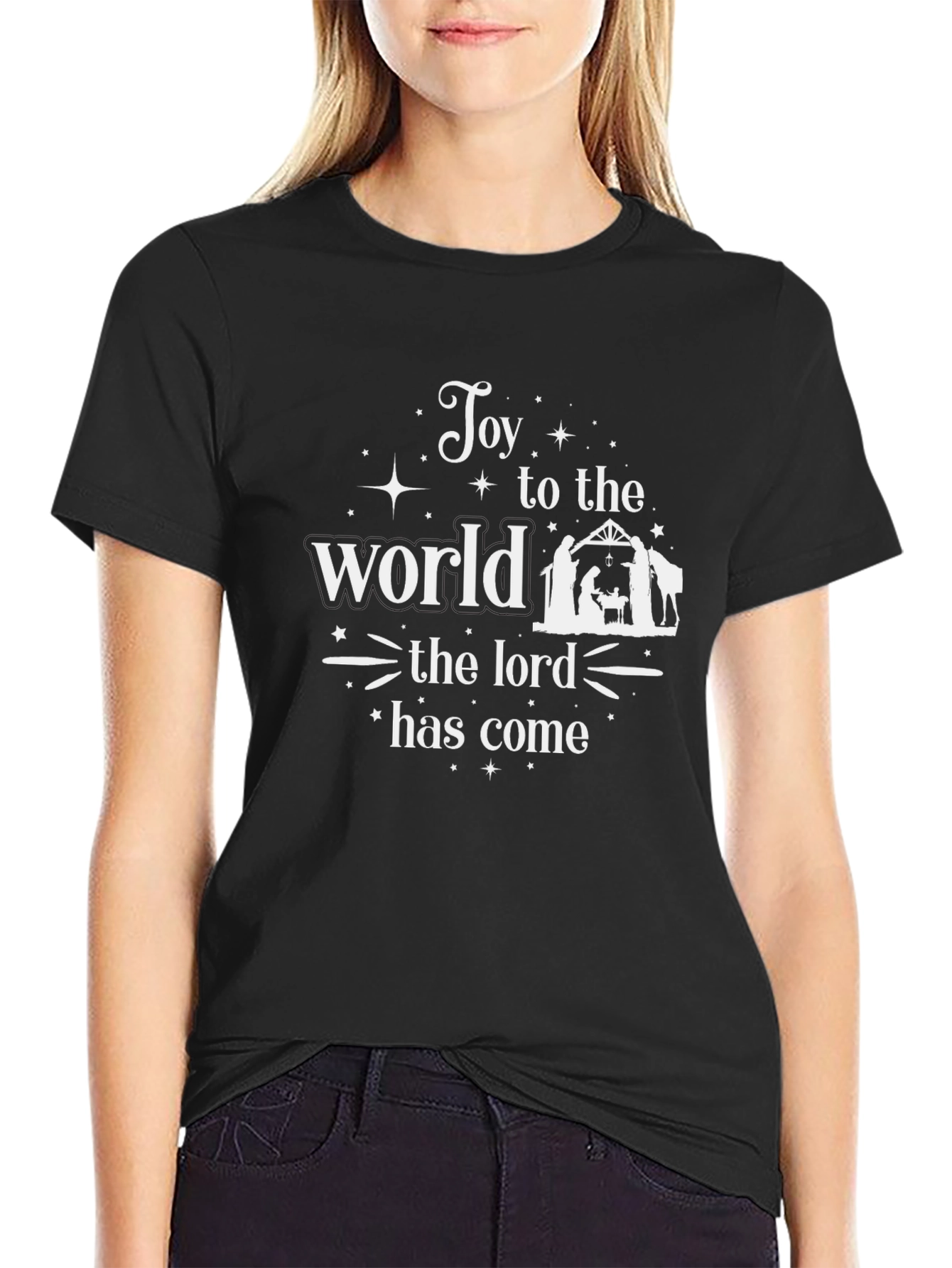Black Joy to the World Holiday T-Shirt view 2