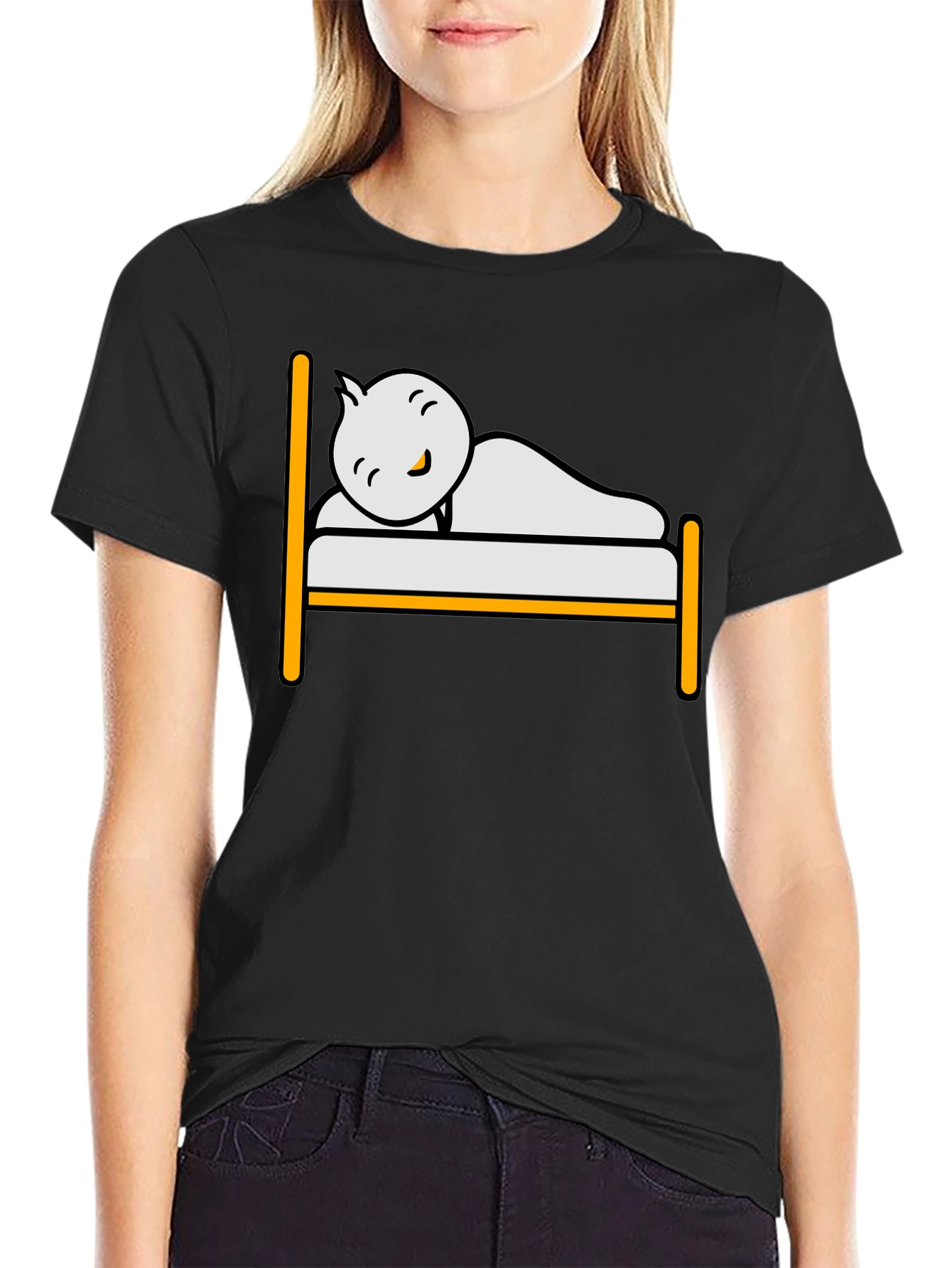 Black Sleepy Character Black T-Shirt view 2
