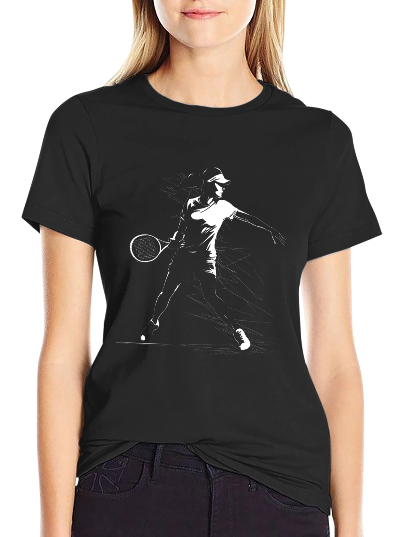 Tennis Player Graphic Tee - Black - 2