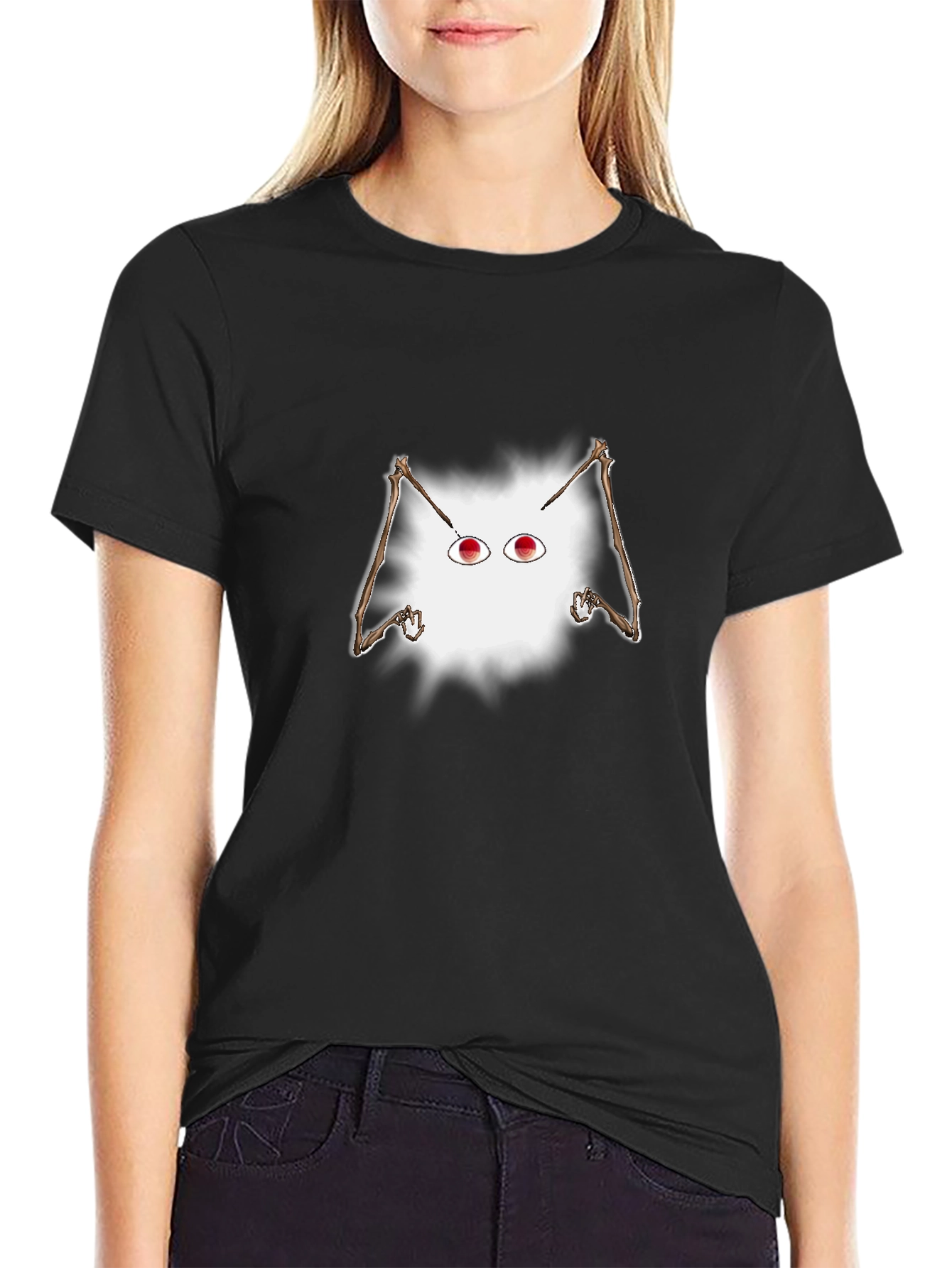 Black Eerie Eyes Graphic Tee - Unique Halloween Style view 2