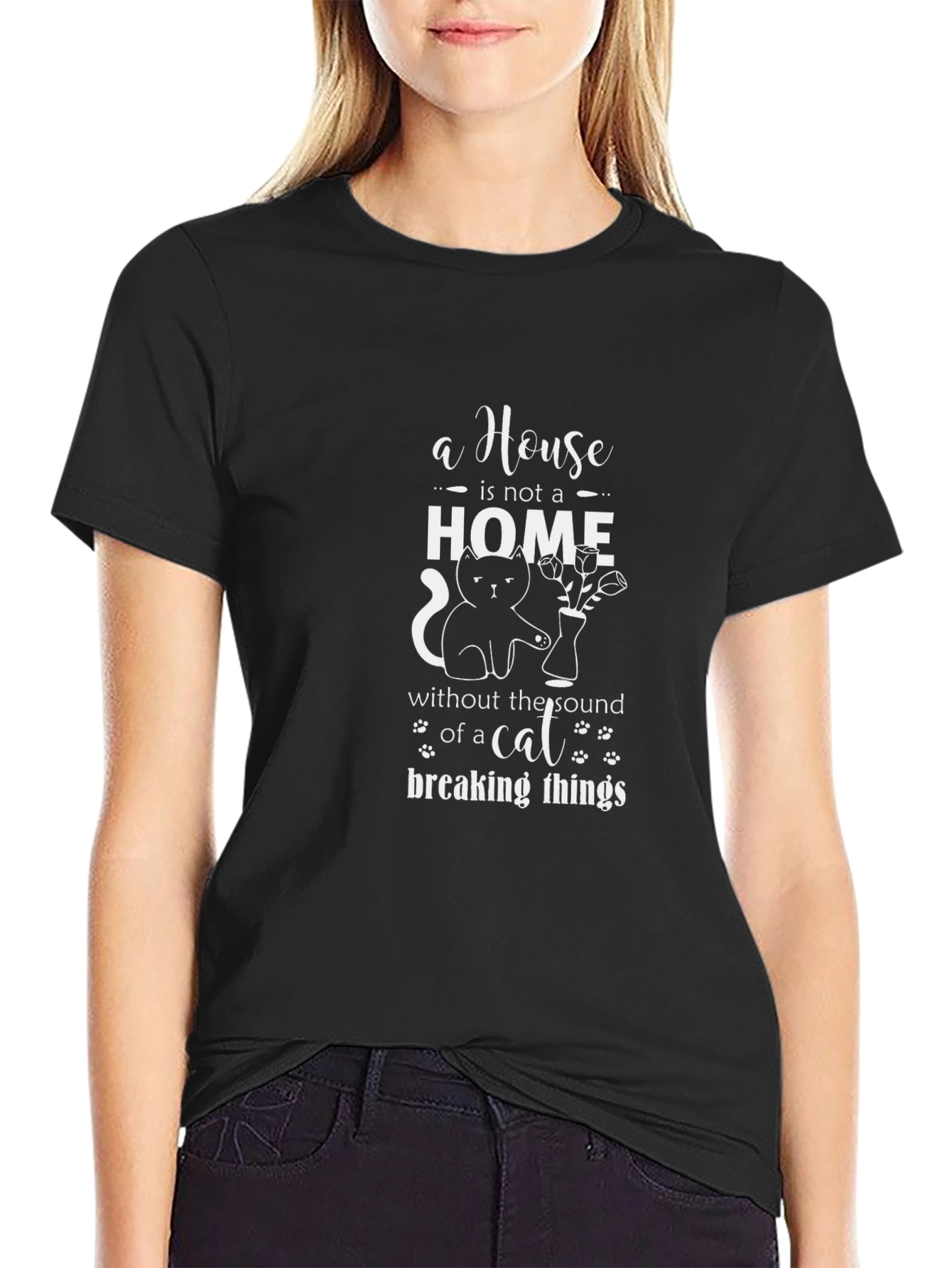 Black Cat Lover T-Shirt - Home Breaking Things Tee view 2