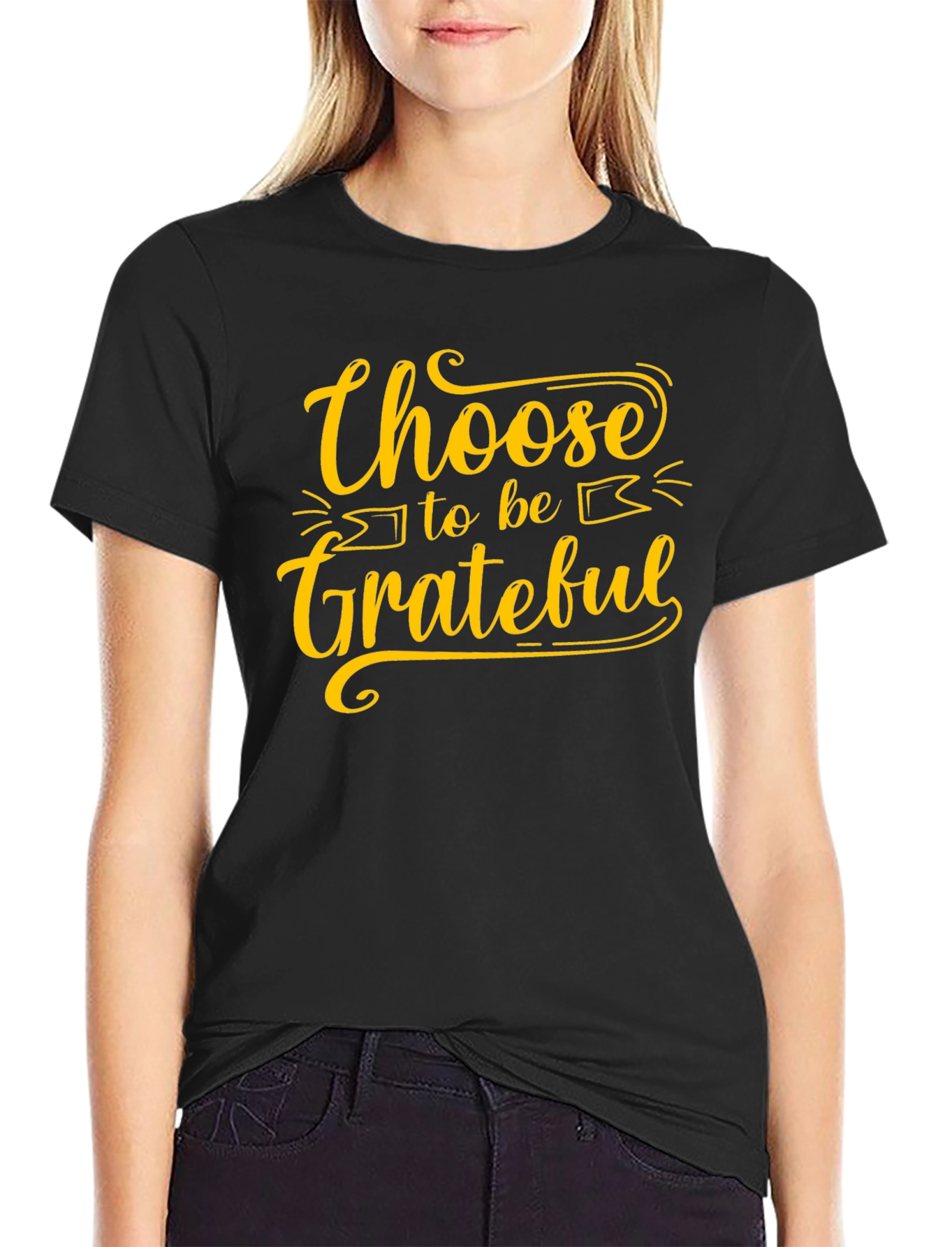 Black Choose to be Grateful Black T-Shirt view 2