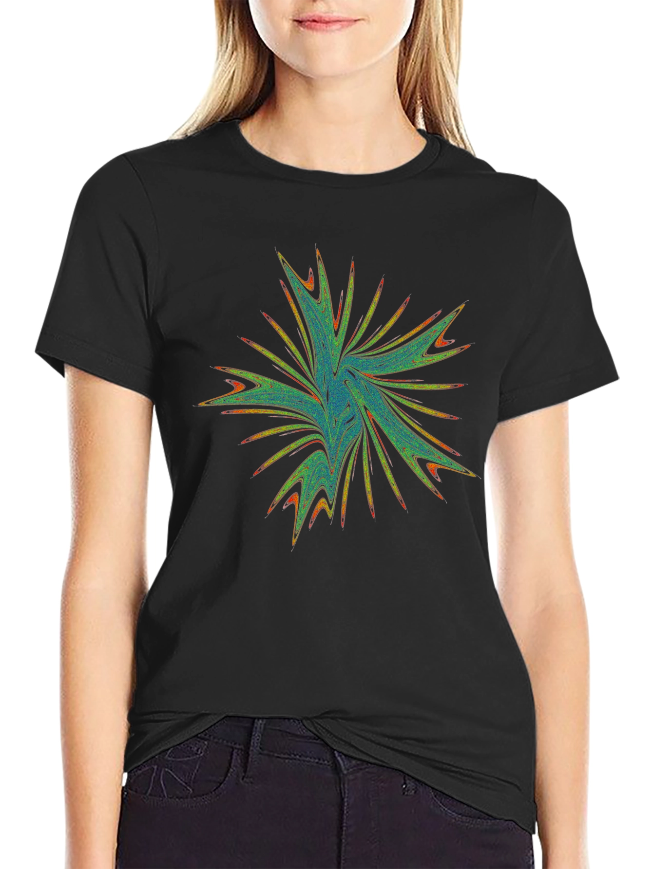 Black Abstract Graphic Print Black T-Shirt view 2
