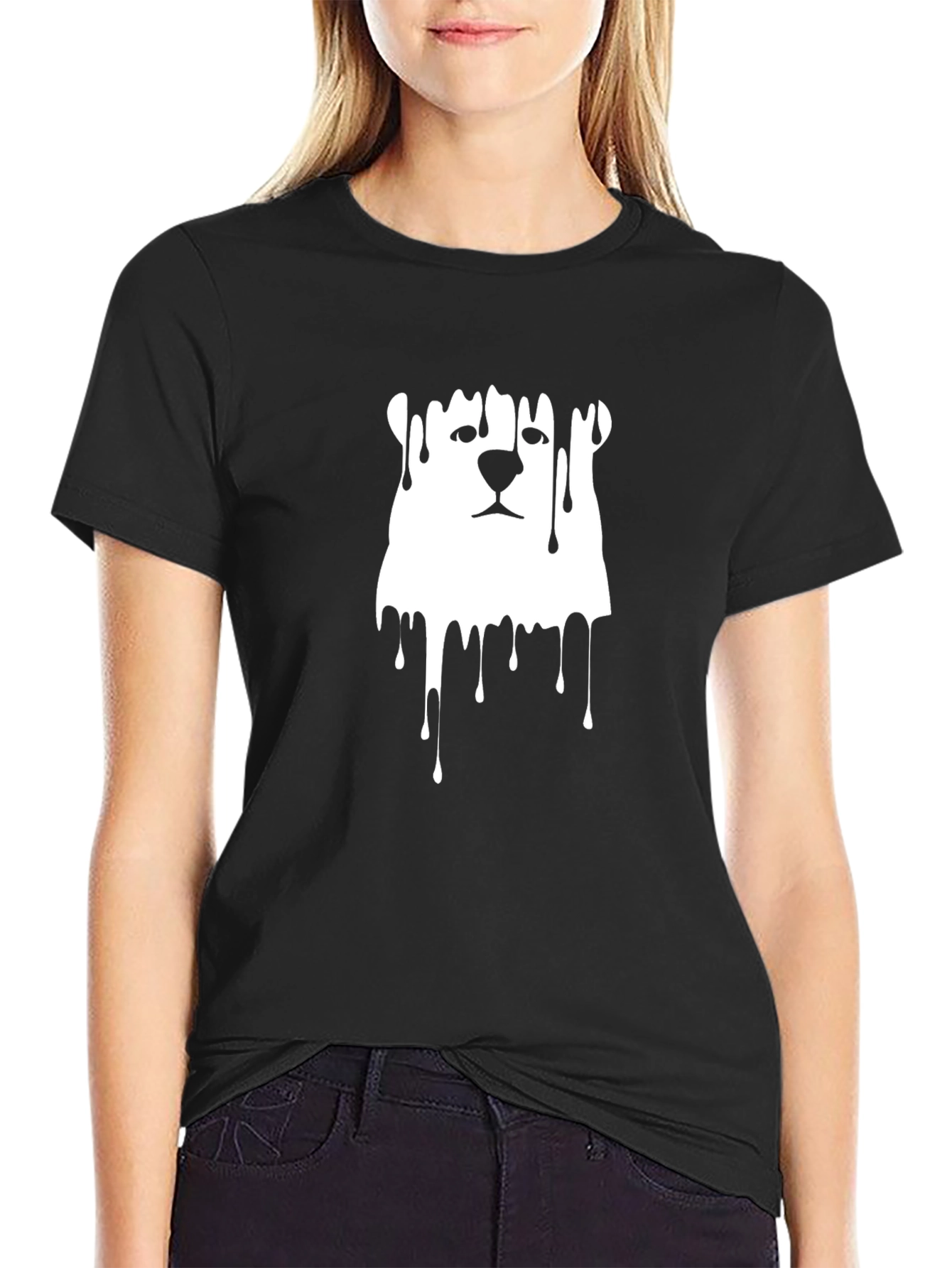 Black Dripping Bear Graphic T-Shirt - Men's Black Tee view 2