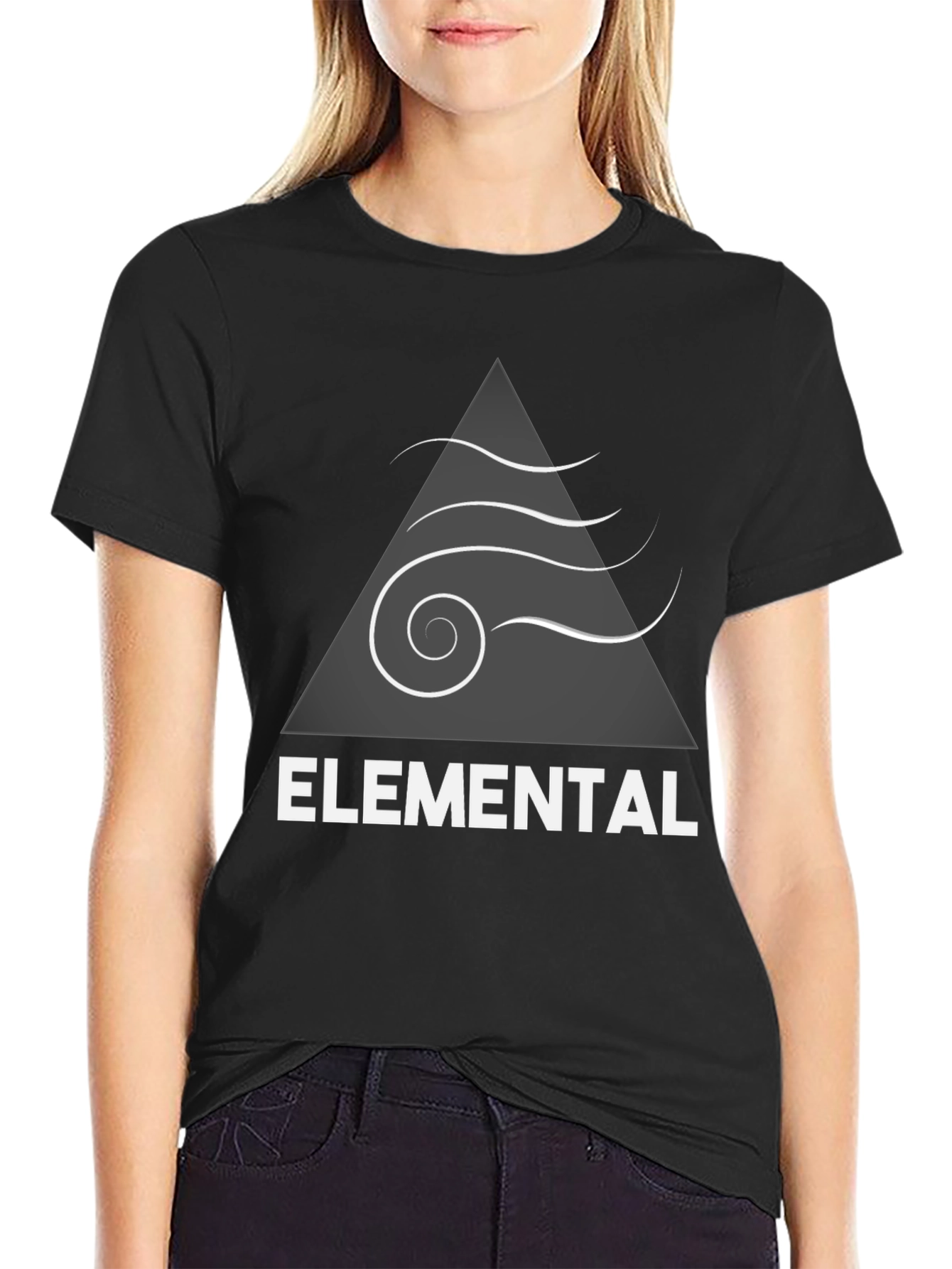 Black Elemental Graphic Print T-Shirt view 2