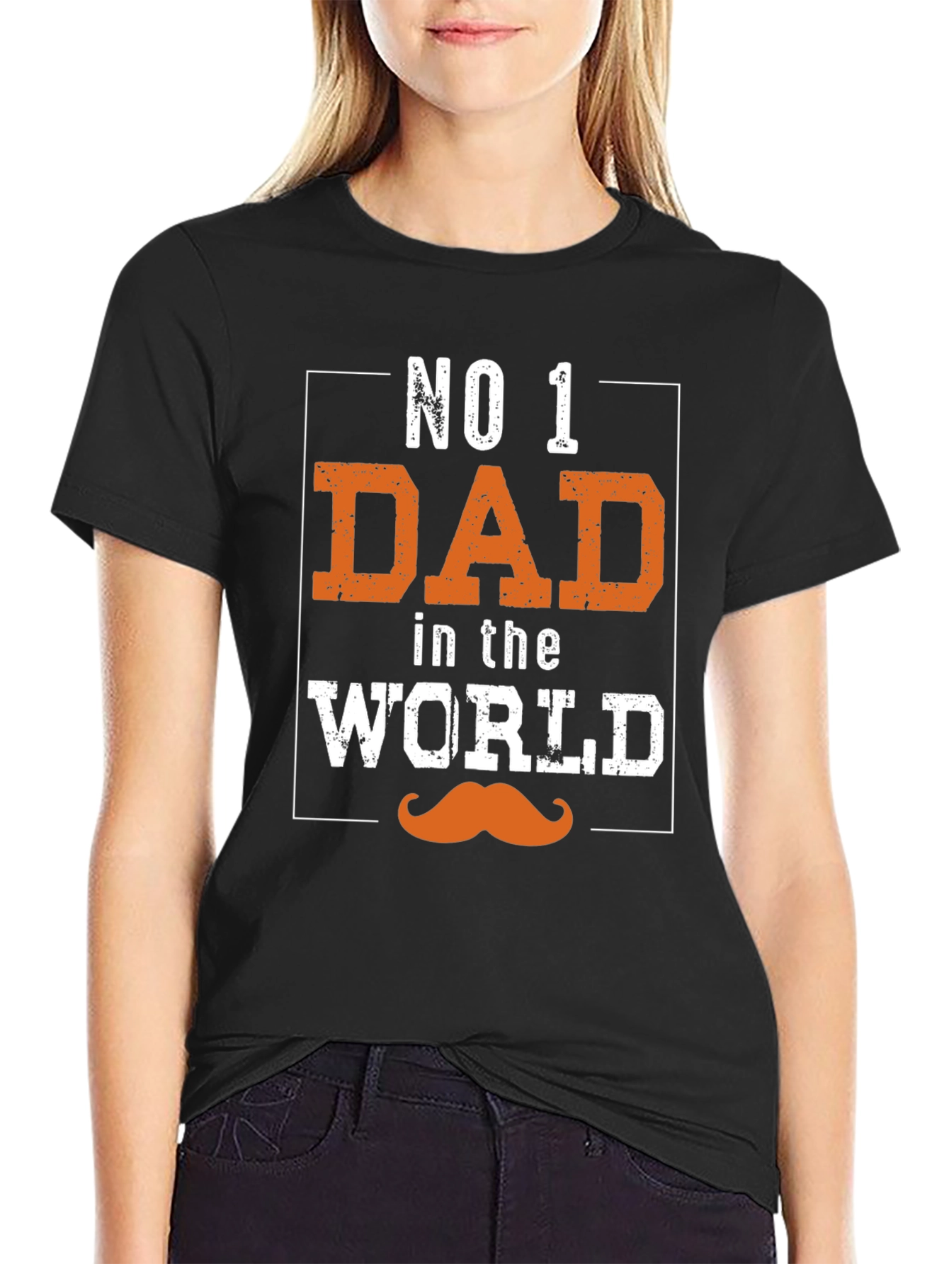 Black No. 1 Dad in the World Graphic Tee view 2