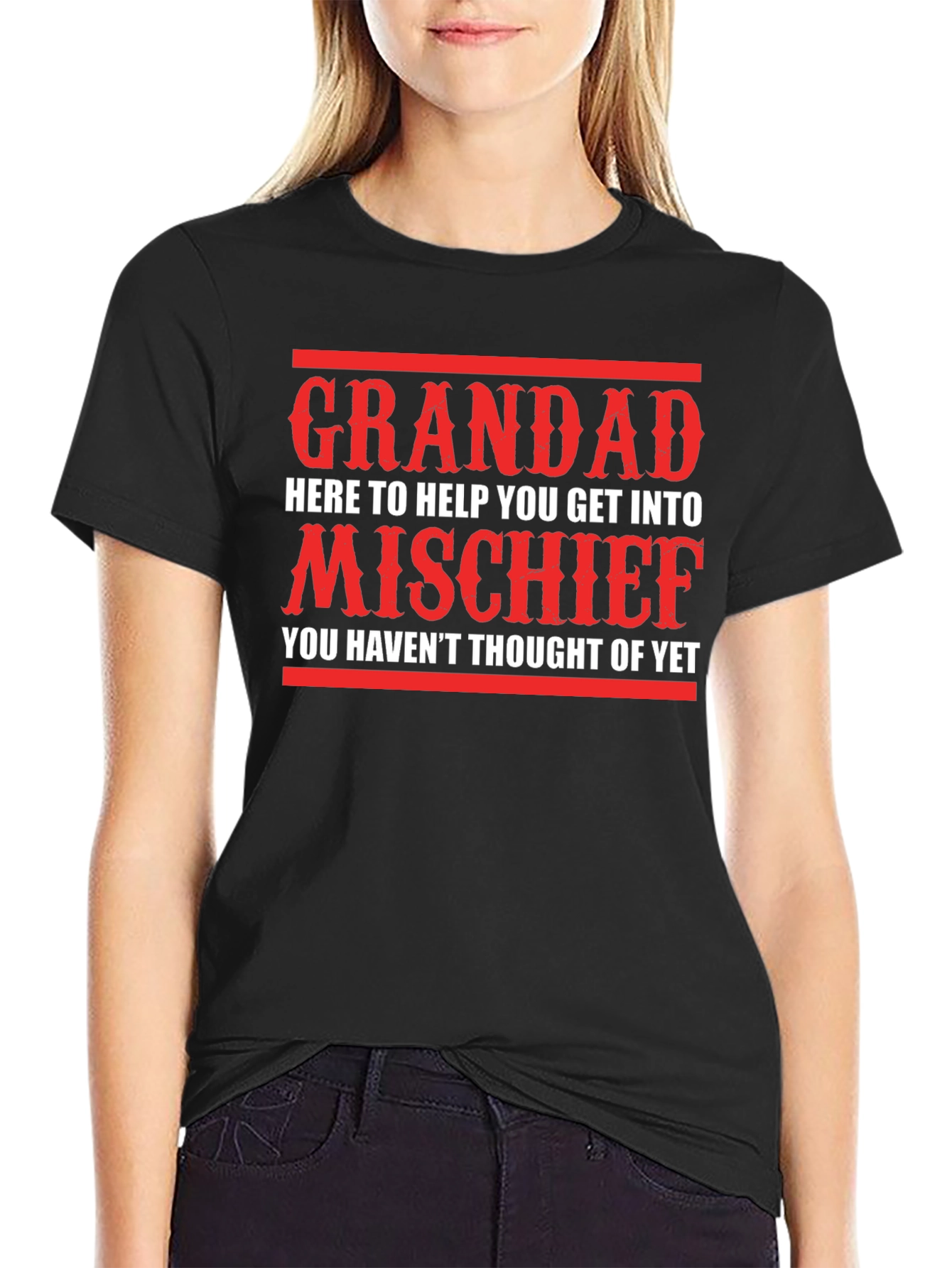Black Grandad Mischief T-Shirt - Funny Gift for Grandpa view 2