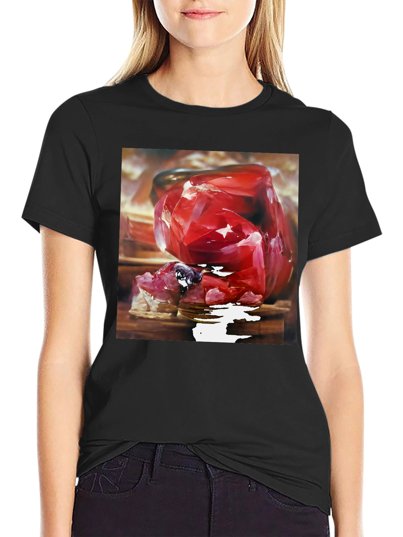 Black Ruby Gemstone Graphic Tee - Bold Statement Shirt view 2